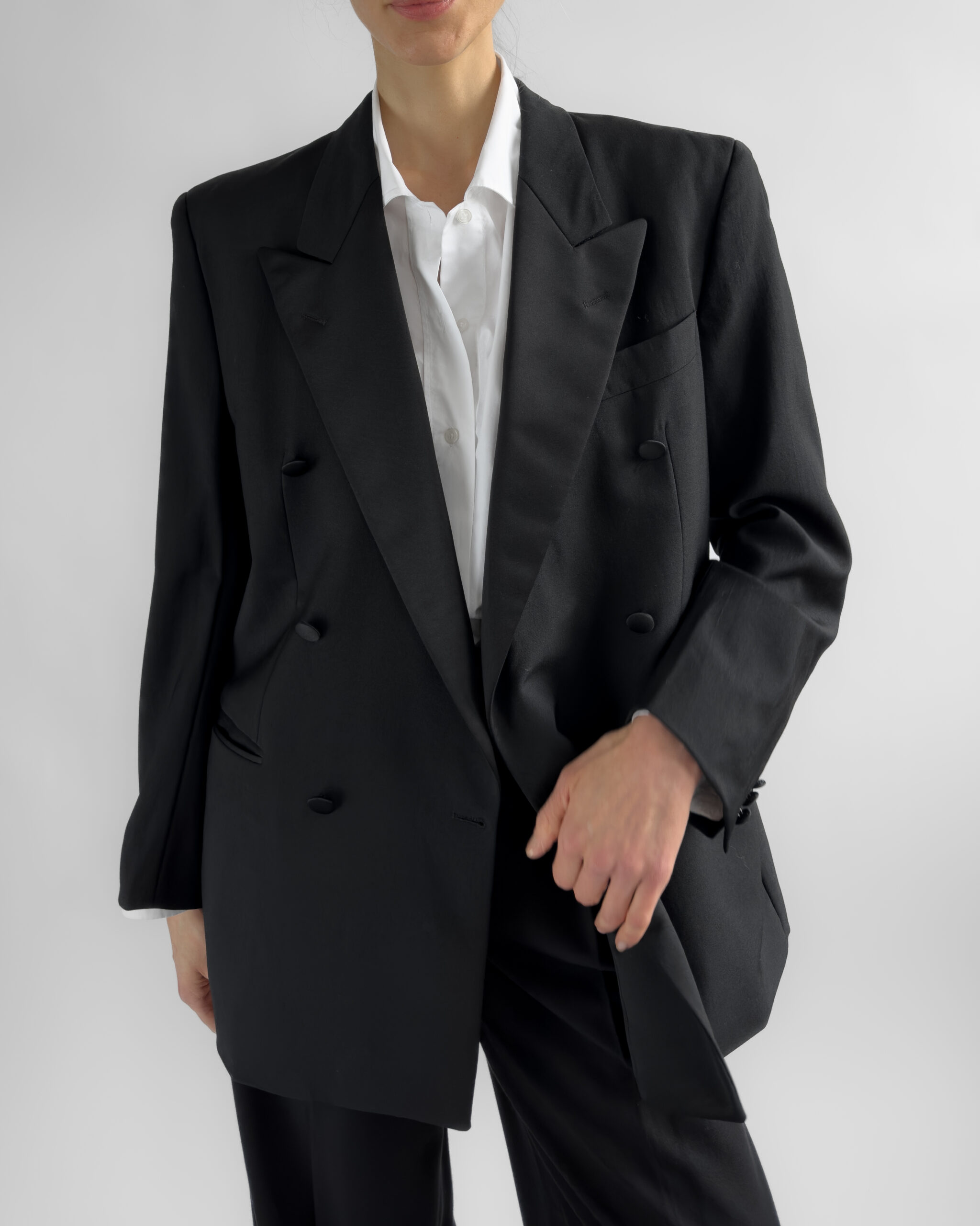 Hugo Boss Double-Breasted Wool Blazer | Black
