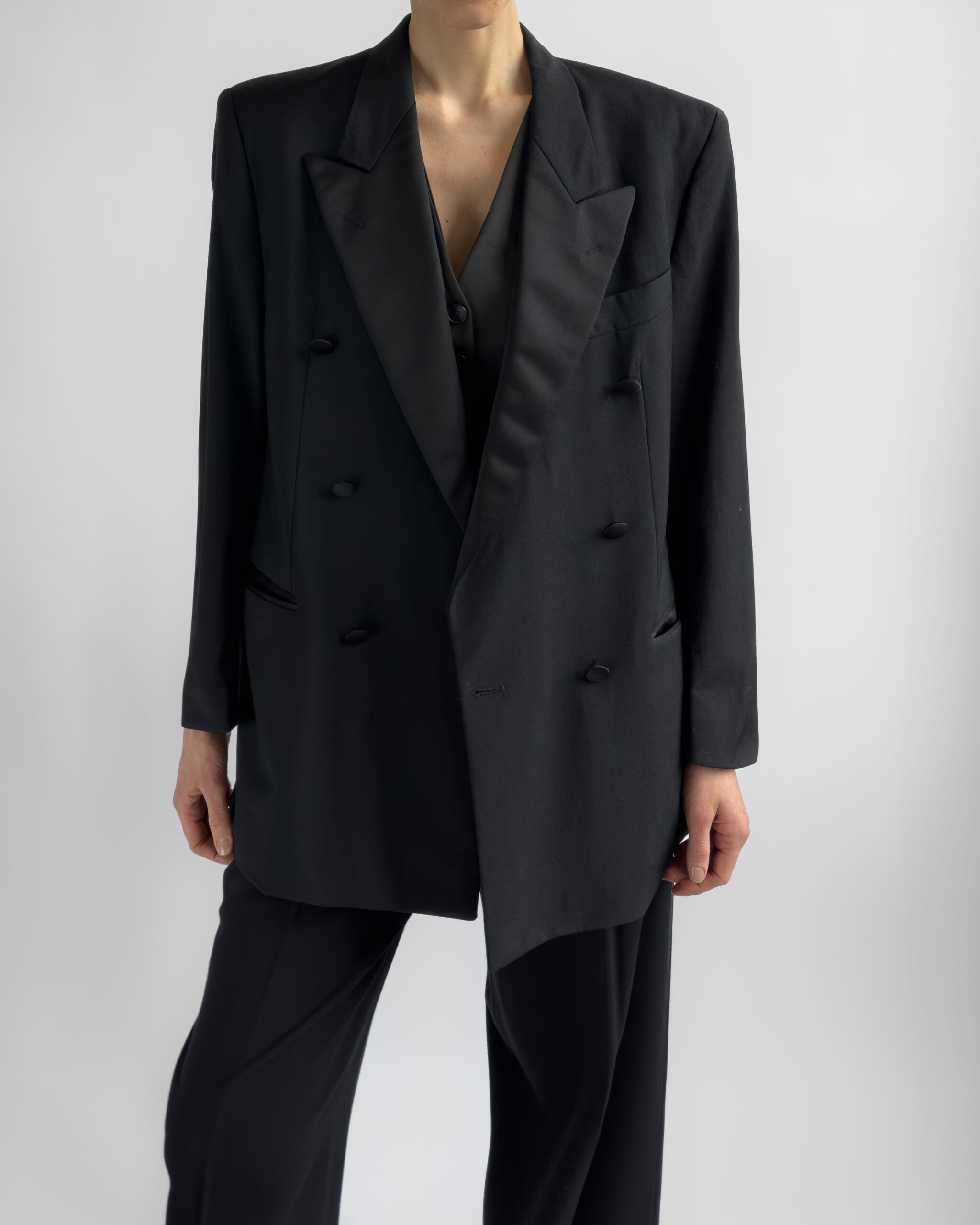Hugo Boss Double-Breasted Wool Blazer | Black