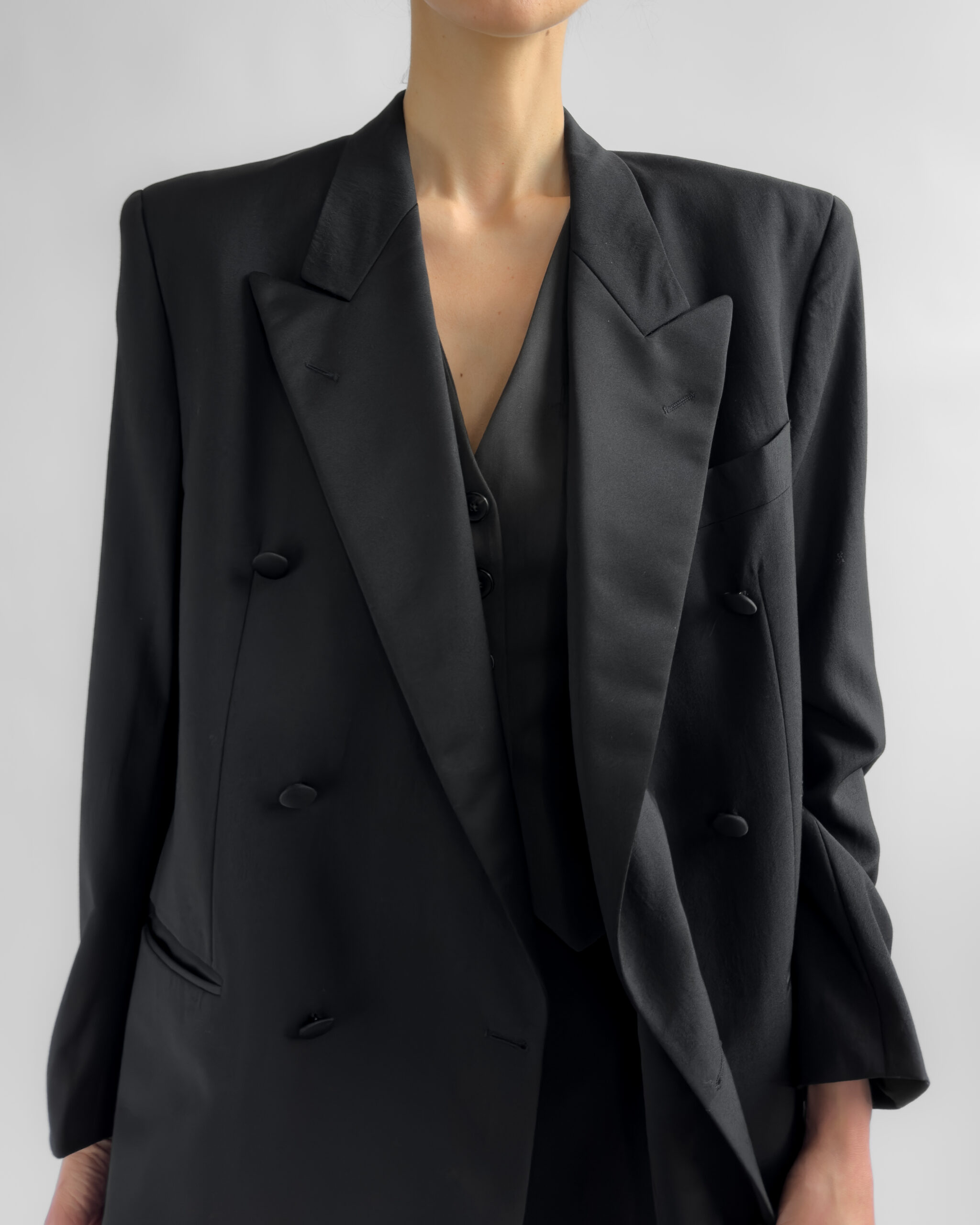 Hugo Boss Double-Breasted Wool Blazer | Black