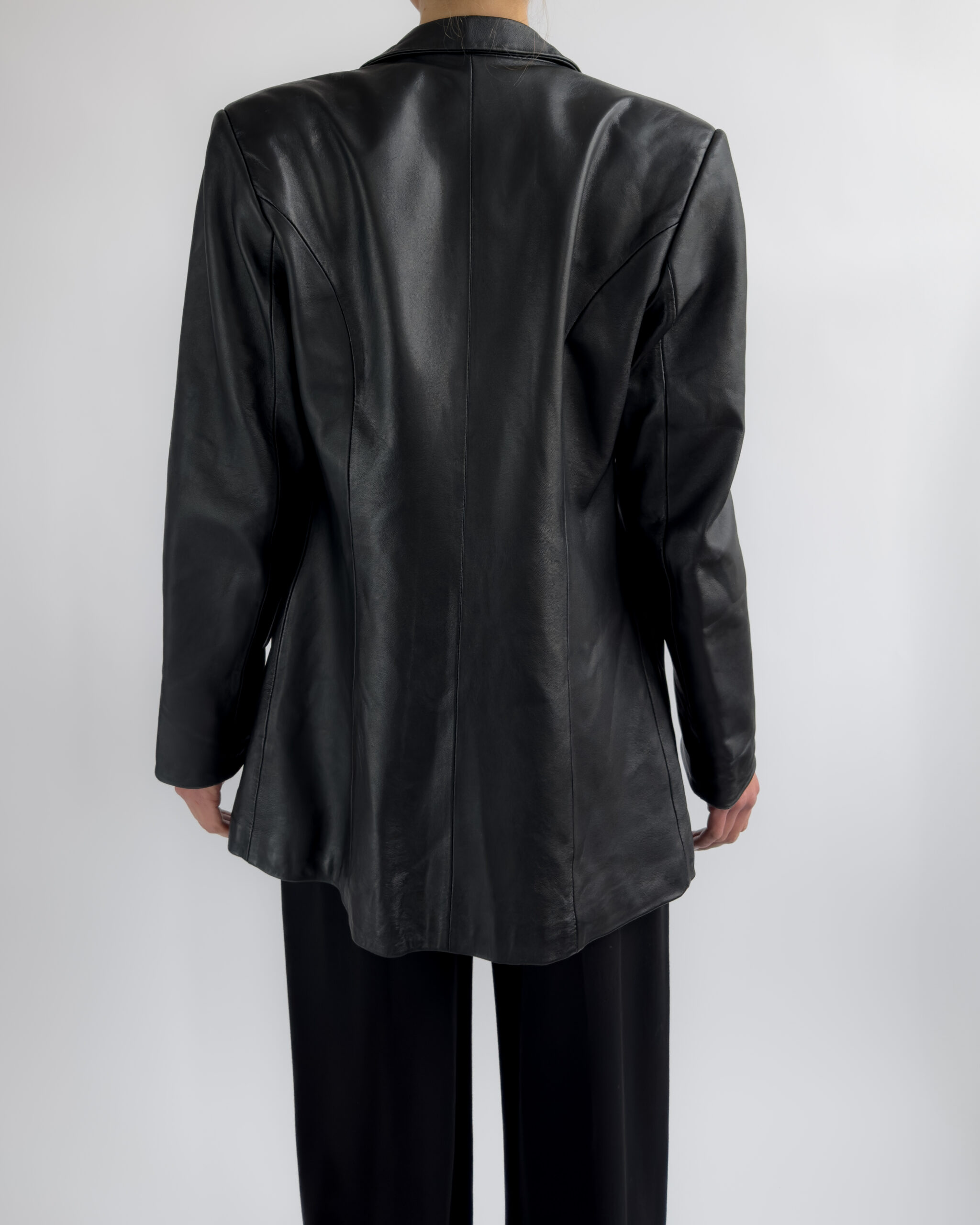Structured Leather Blazer | Black