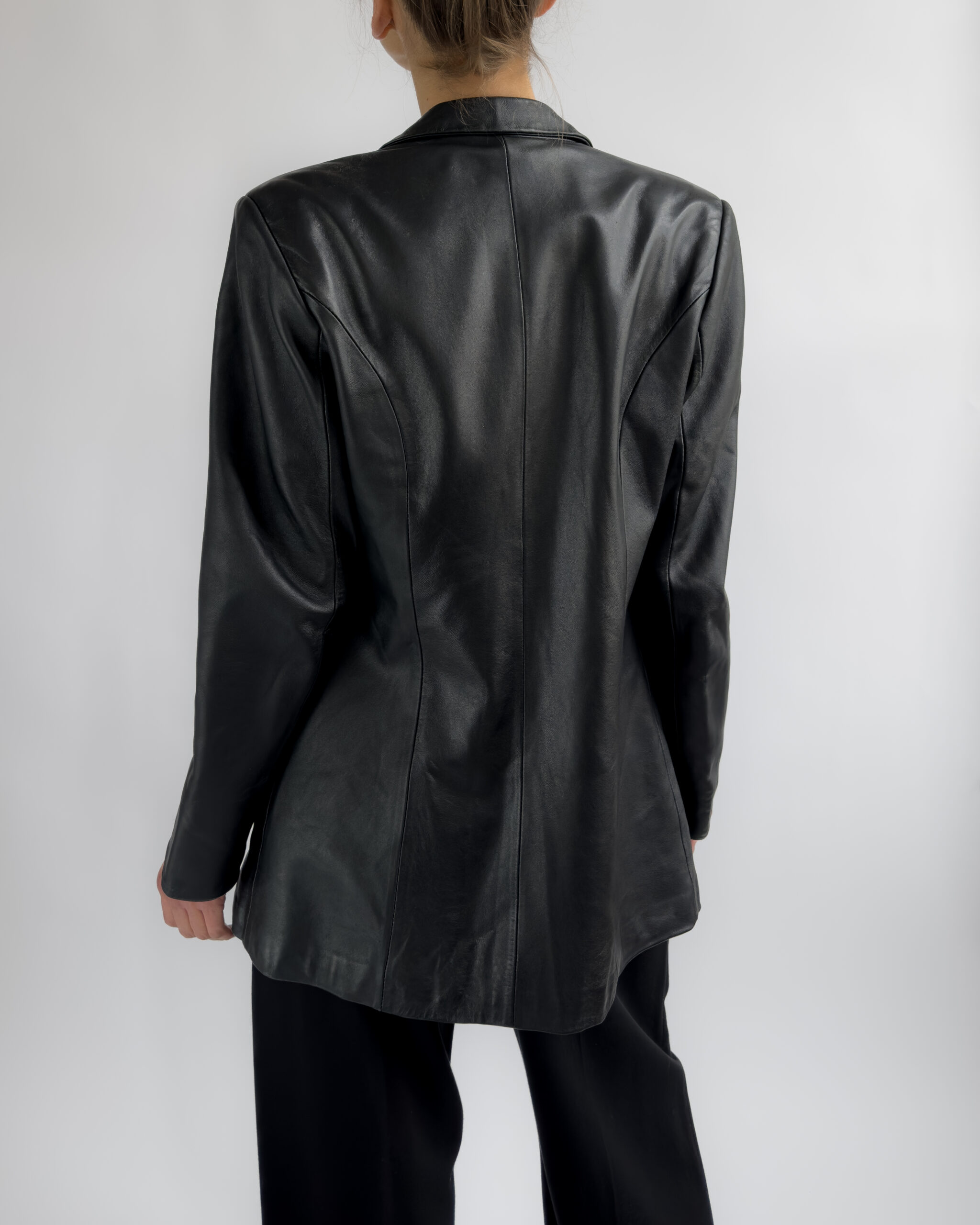 Structured Leather Blazer | Black