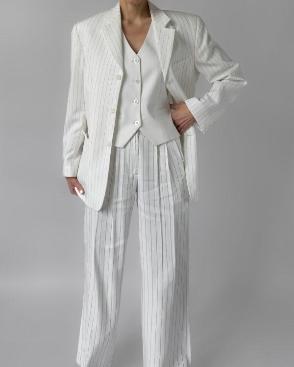 Pinstriped Blazer | White