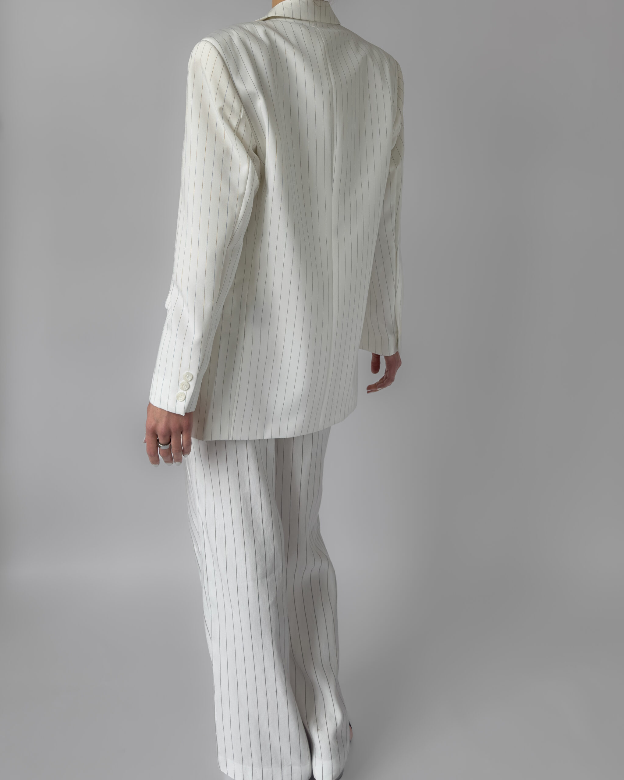Pinstriped Blazer | White