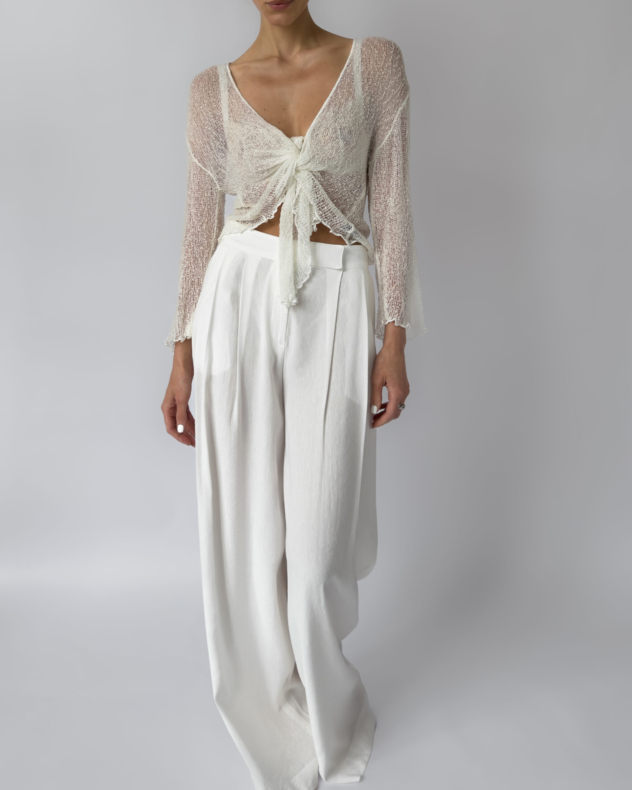 Sheer Tie Top | Cream White
