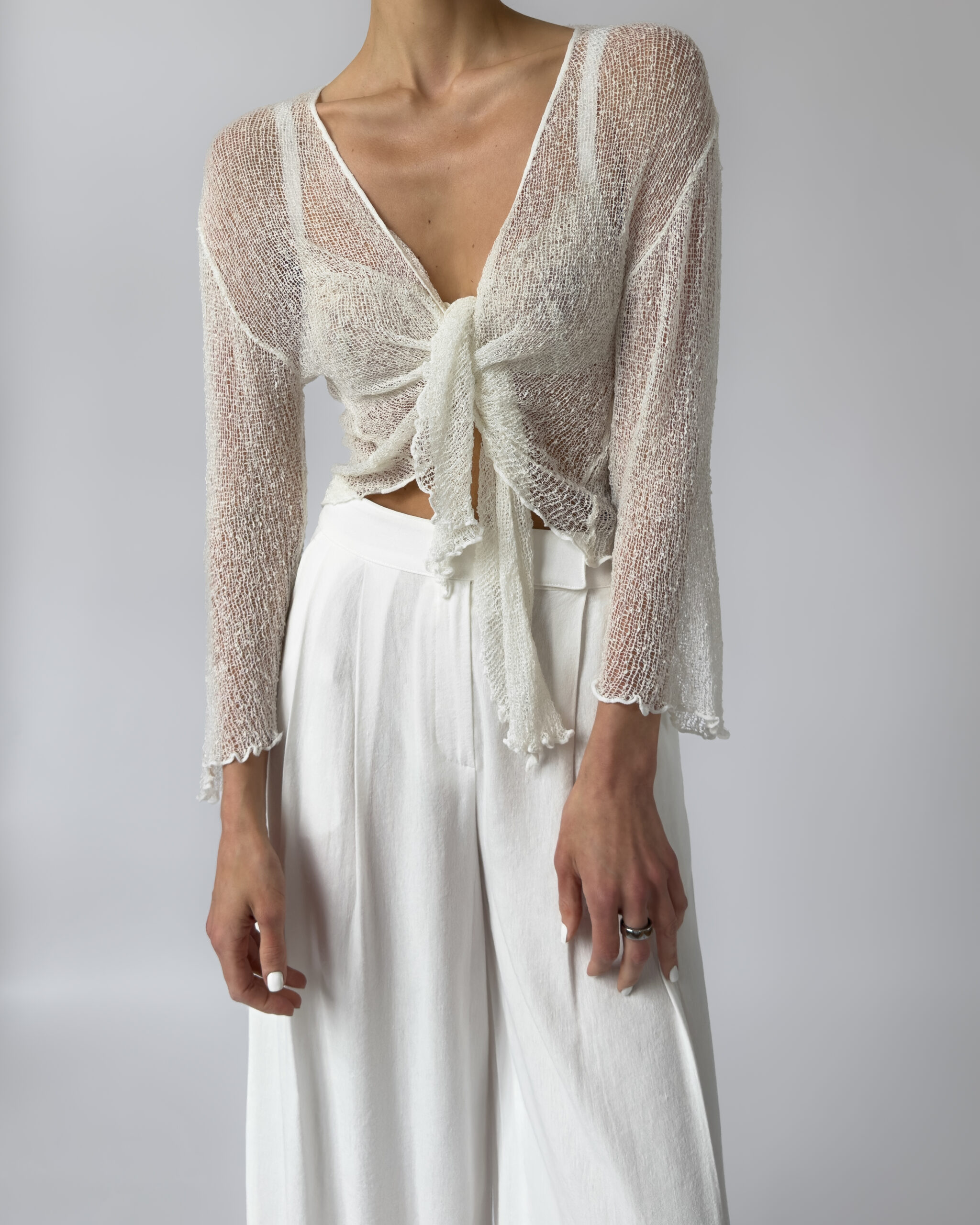 Sheer Tie Top | Cream White