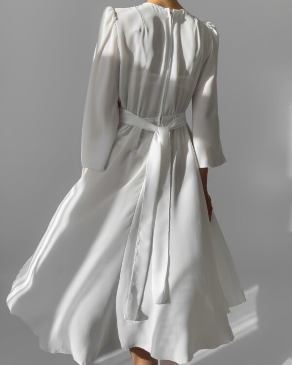Belted Midi Dress | White