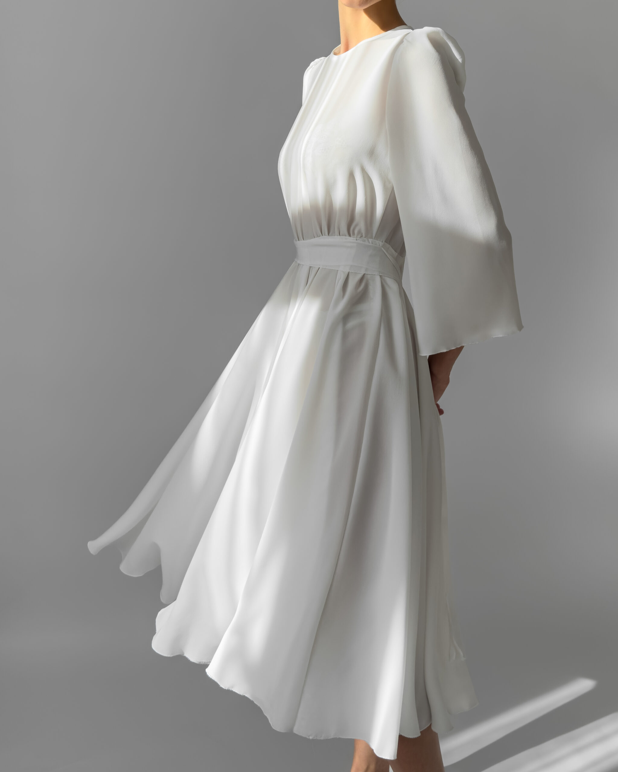 Belted Midi Dress | White