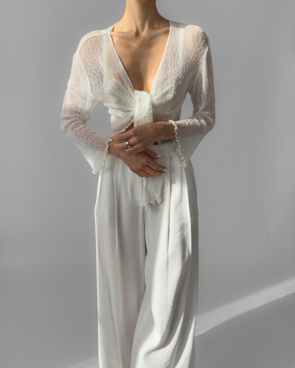 Sheer Tie Top | Cream White
