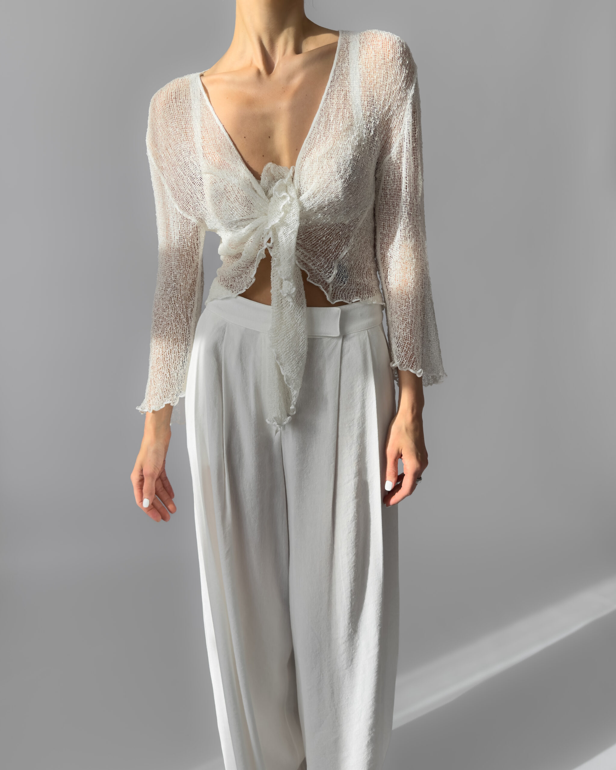 Sheer Tie Top | Cream White