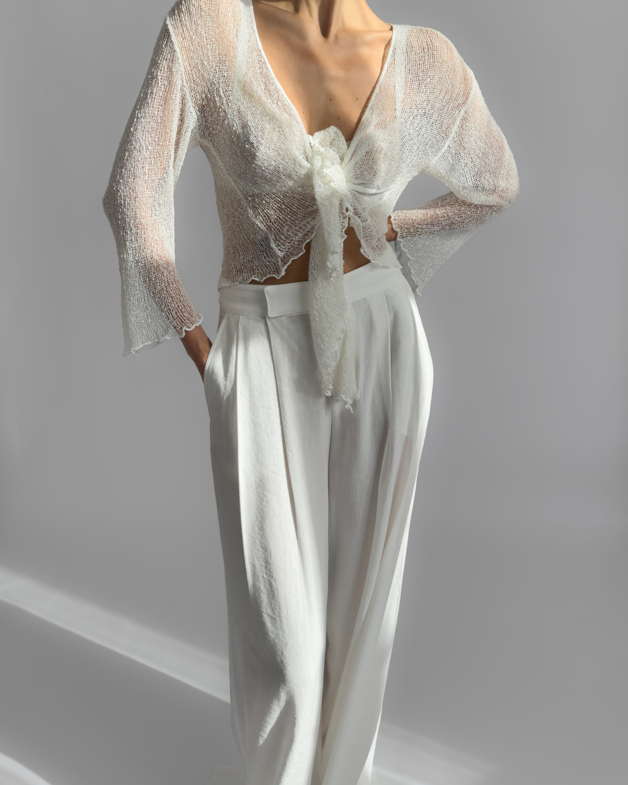 Sheer Tie Top | Cream White