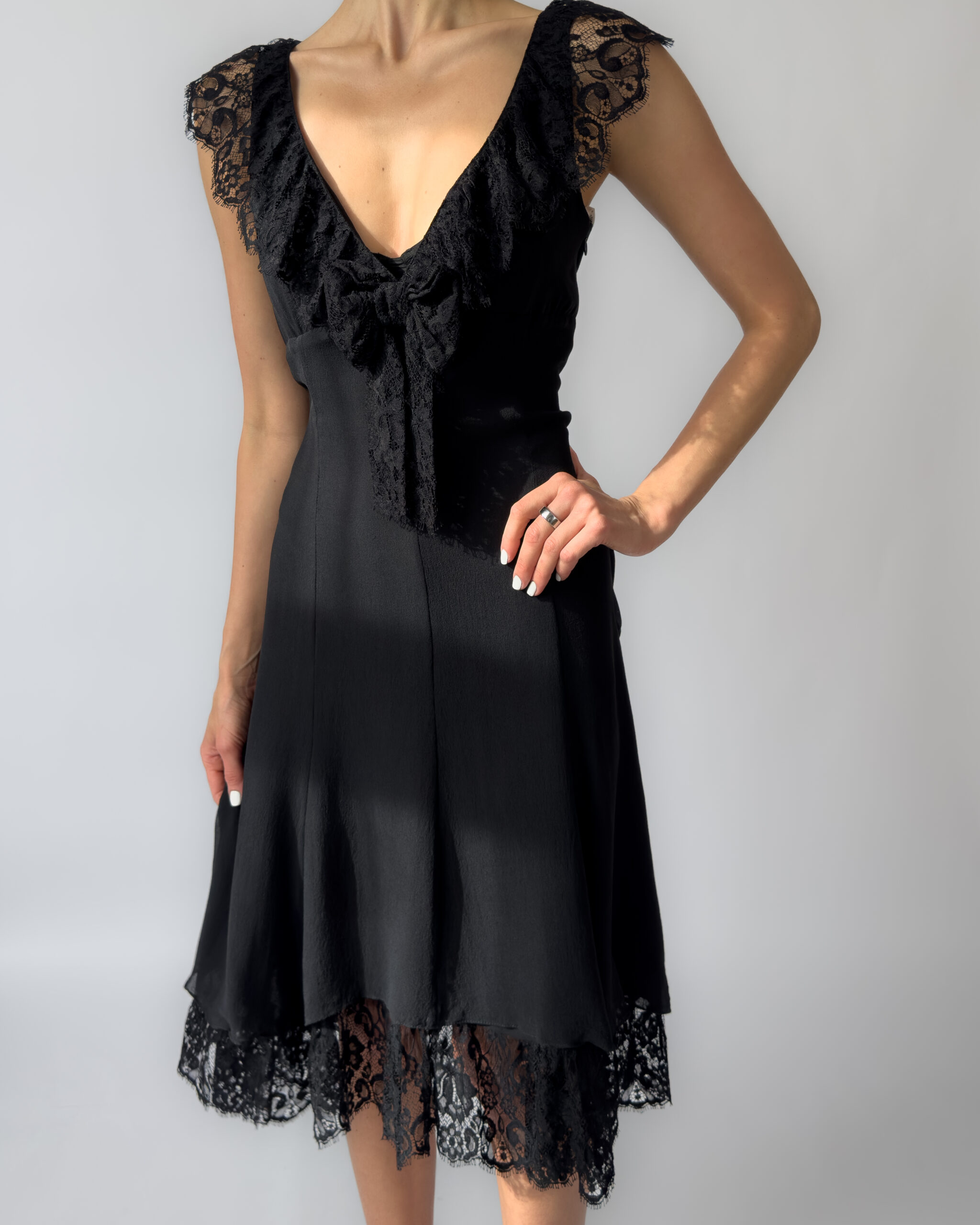Karen Millen Silk Lace Dress | Black