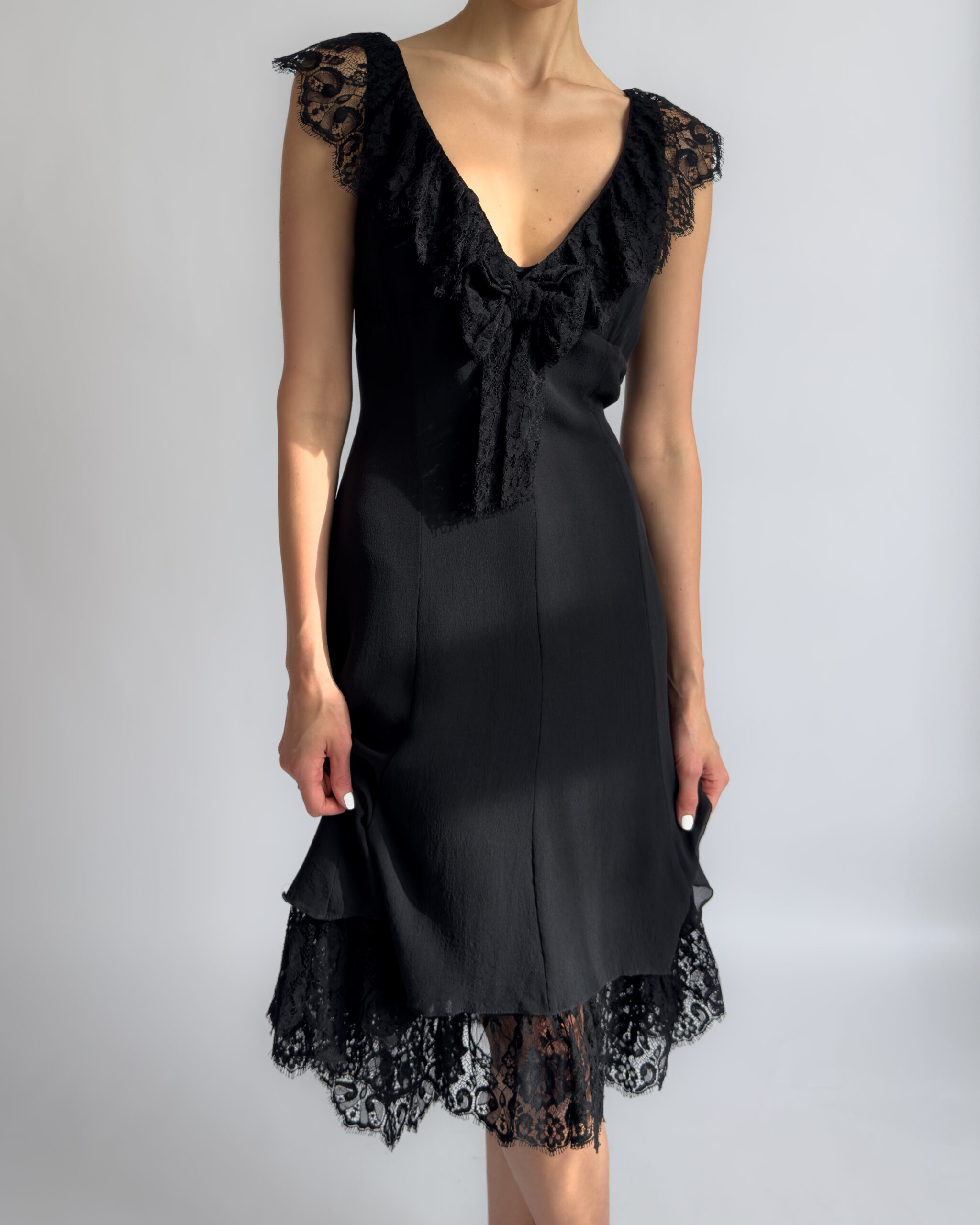 Karen Millen Silk Lace Dress | Black
