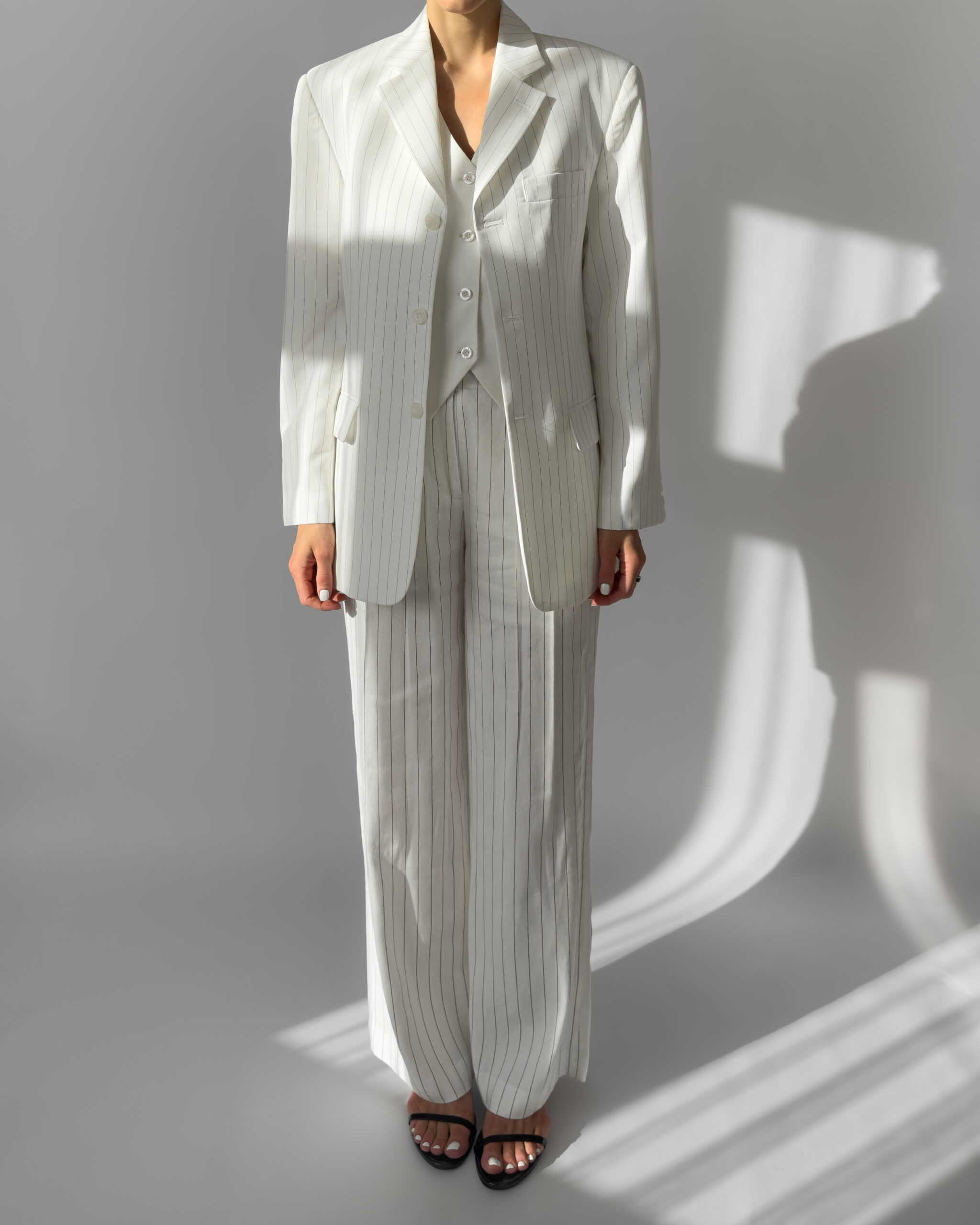 Pinstriped Blazer | White