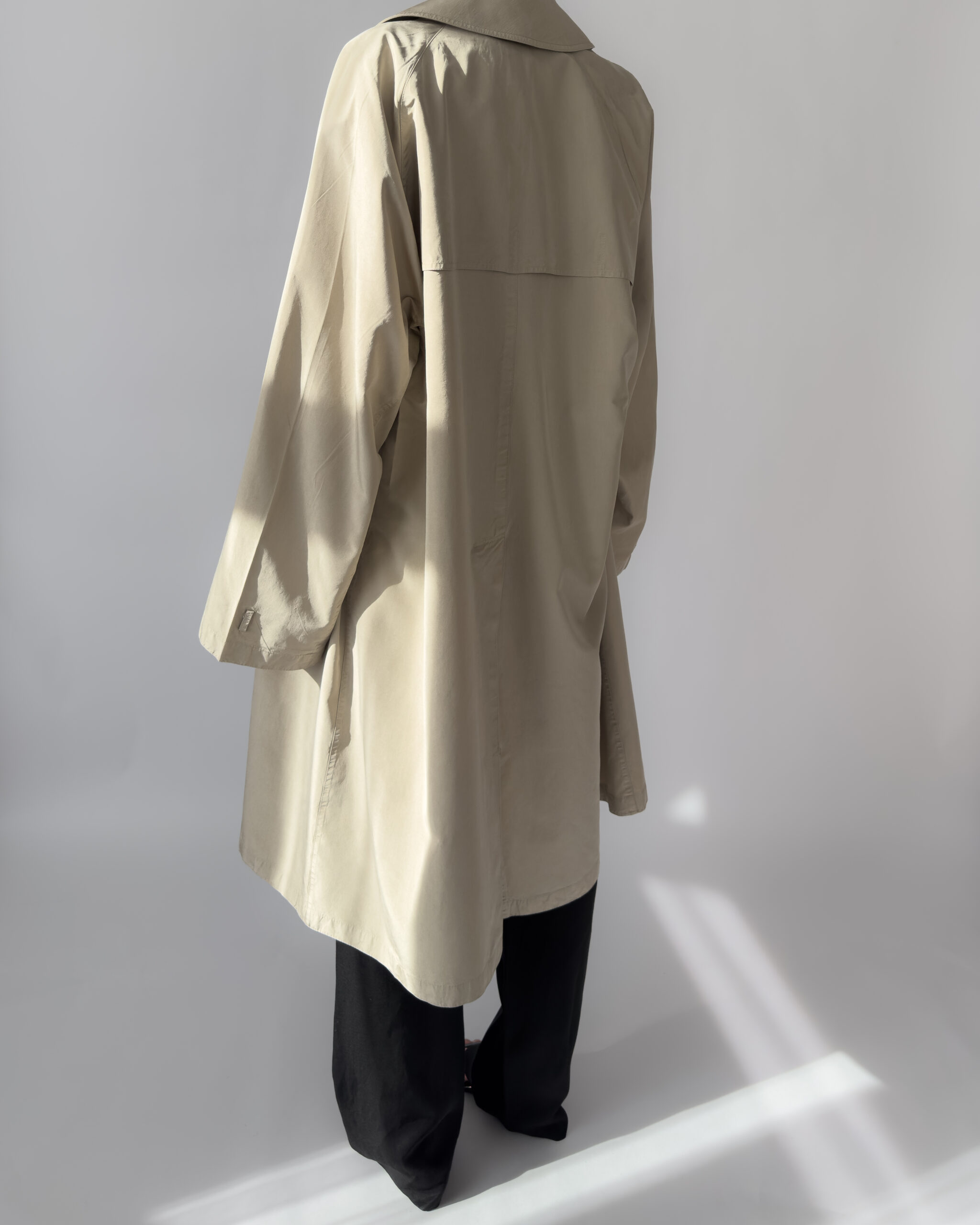 Pure Silk Double Breasted Trench Coat | Beige