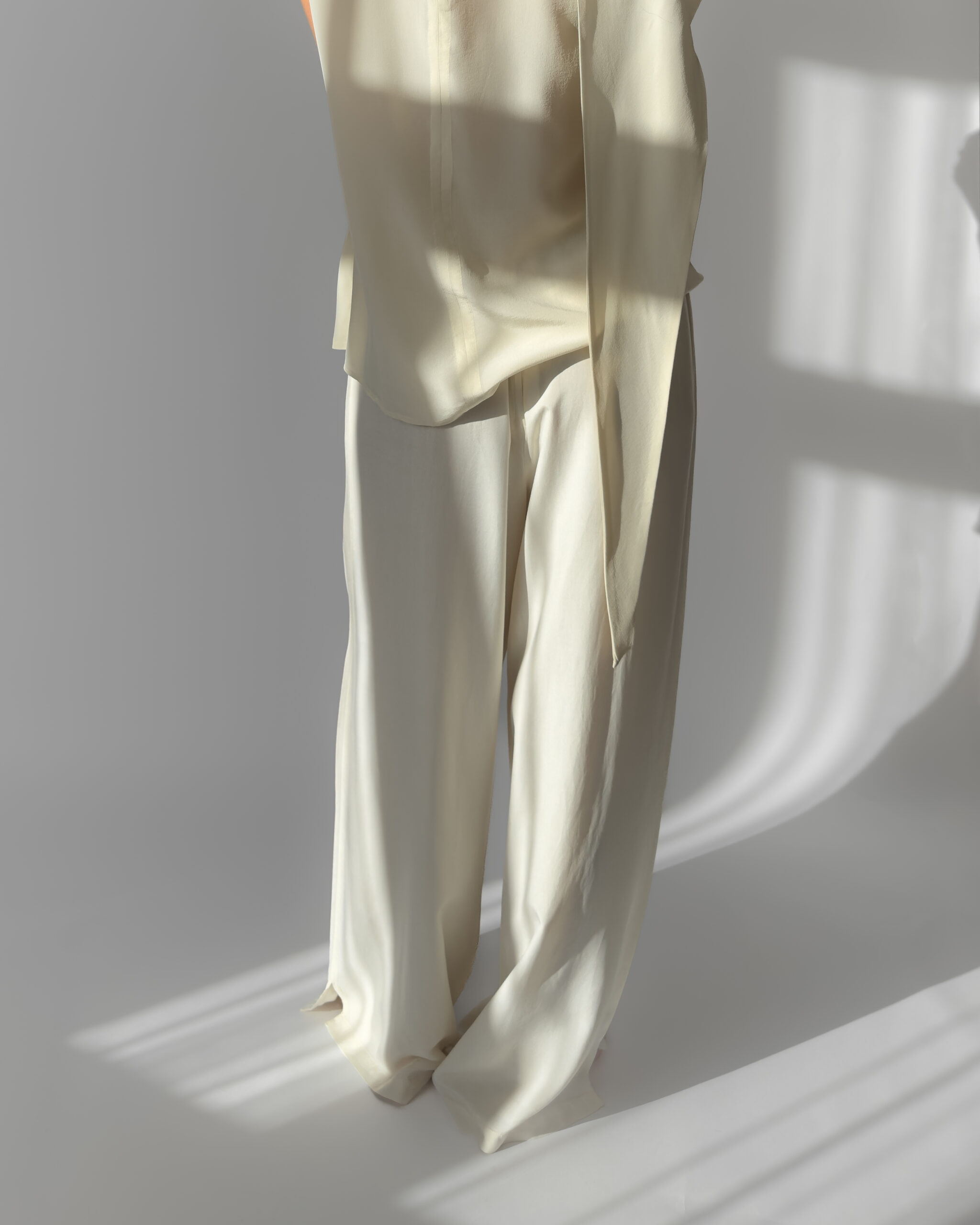 Silk Trousers | Cream White