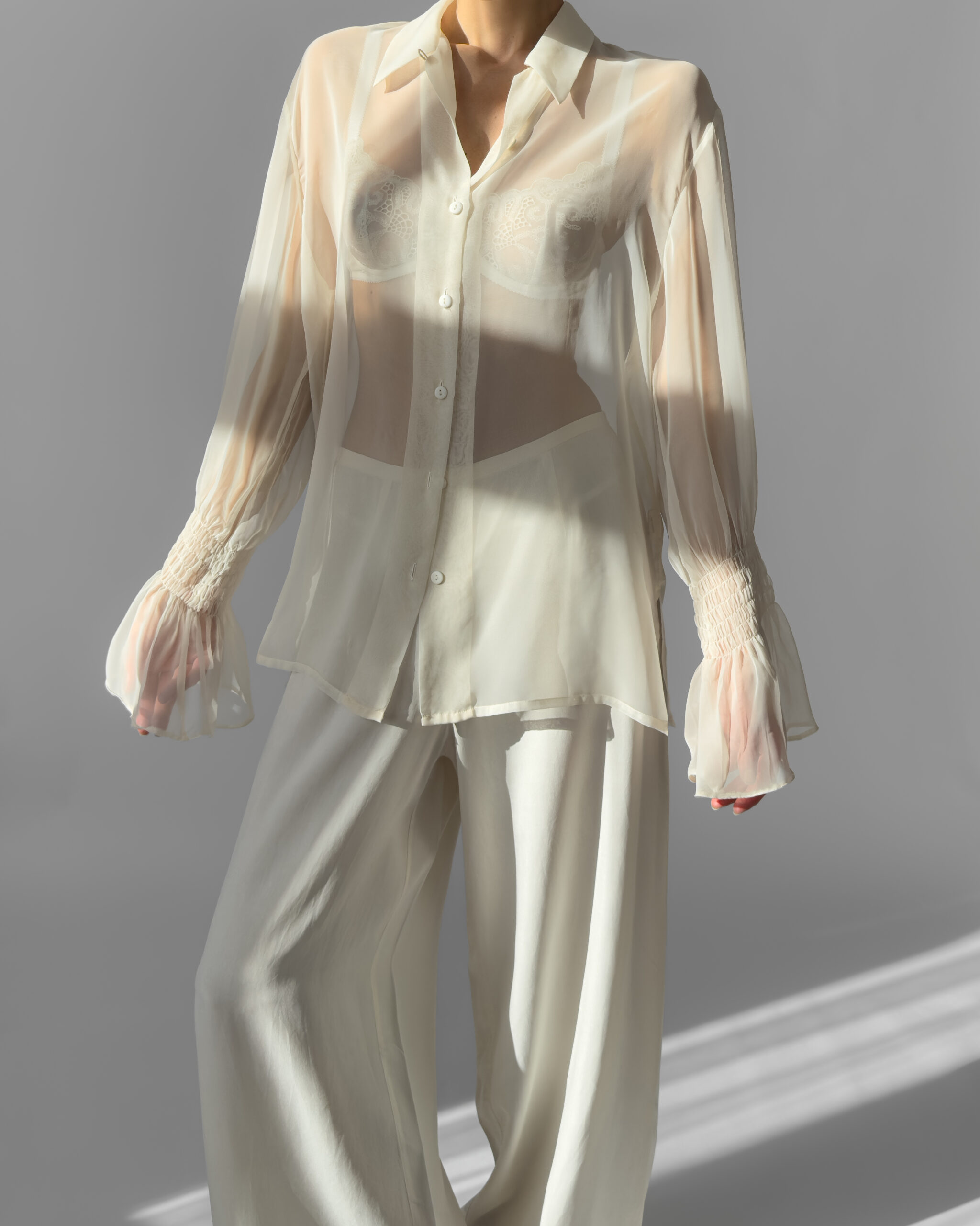 Sheer Blouse | Cream White