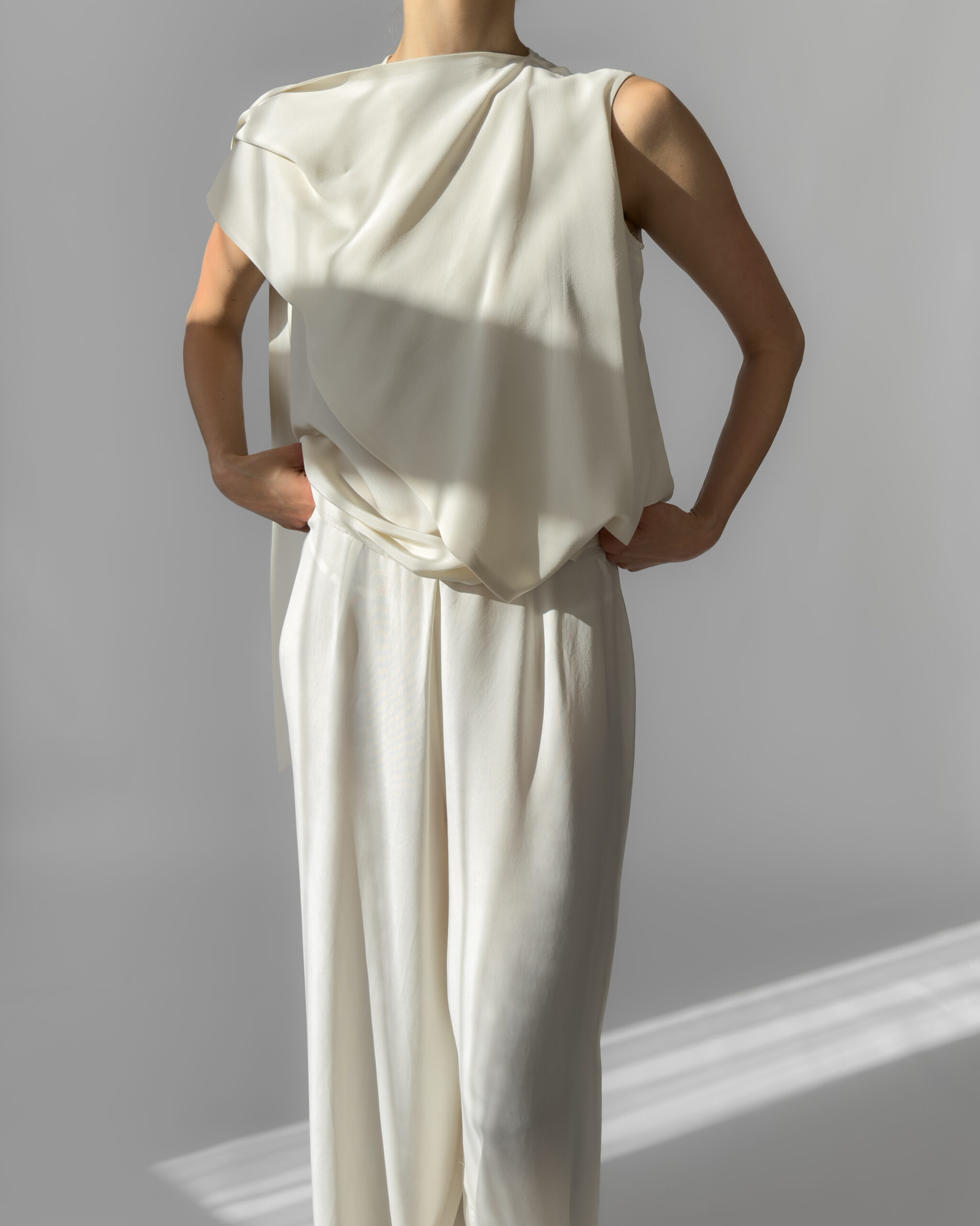 Silk Trousers | Cream White