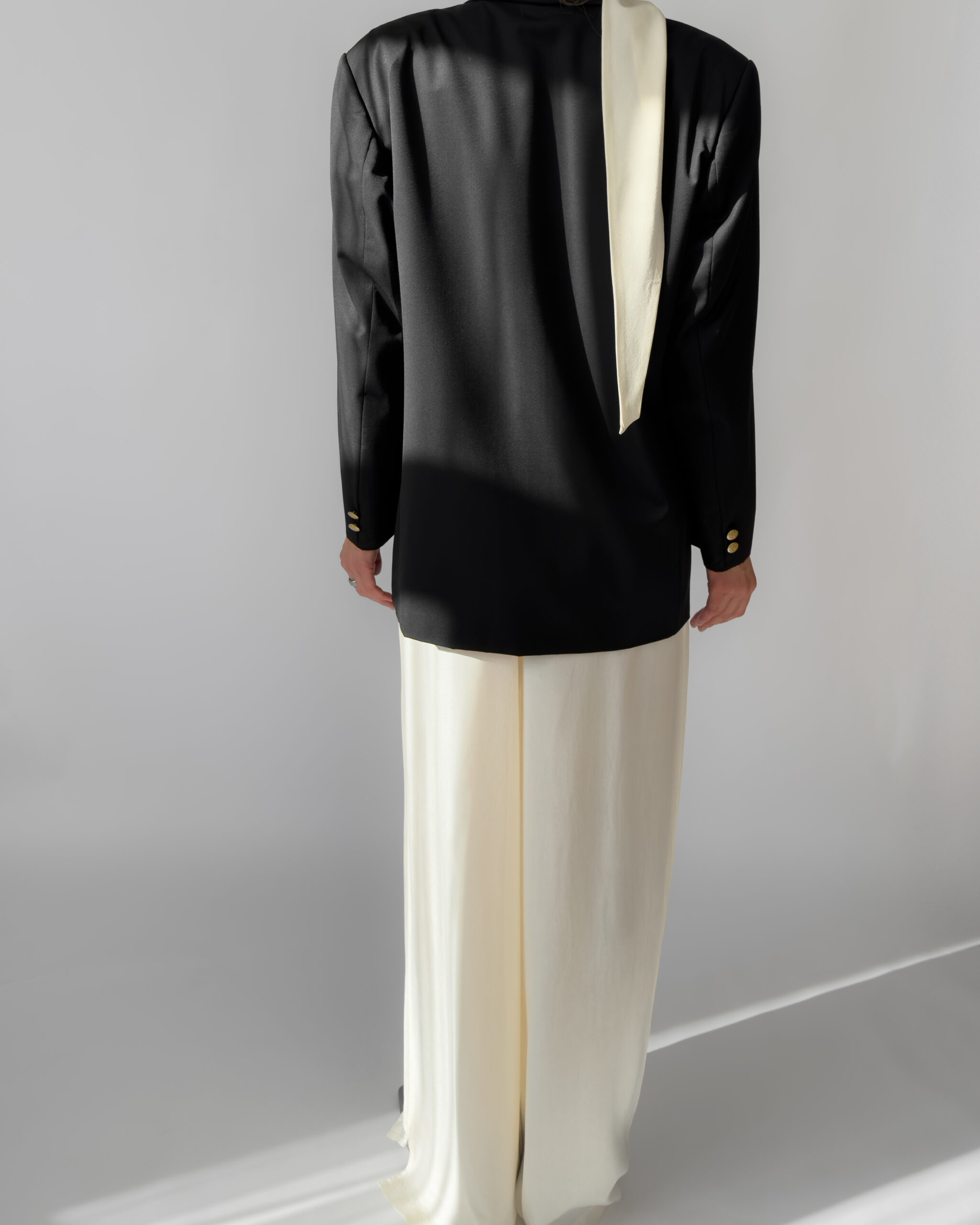 Double Breasted Tailored Wool Blazer | Black