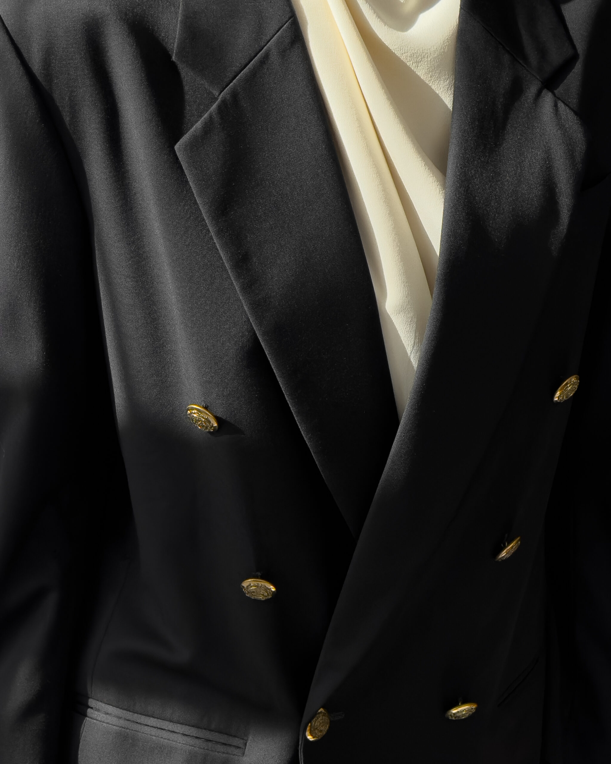 Double Breasted Tailored Wool Blazer | Black
