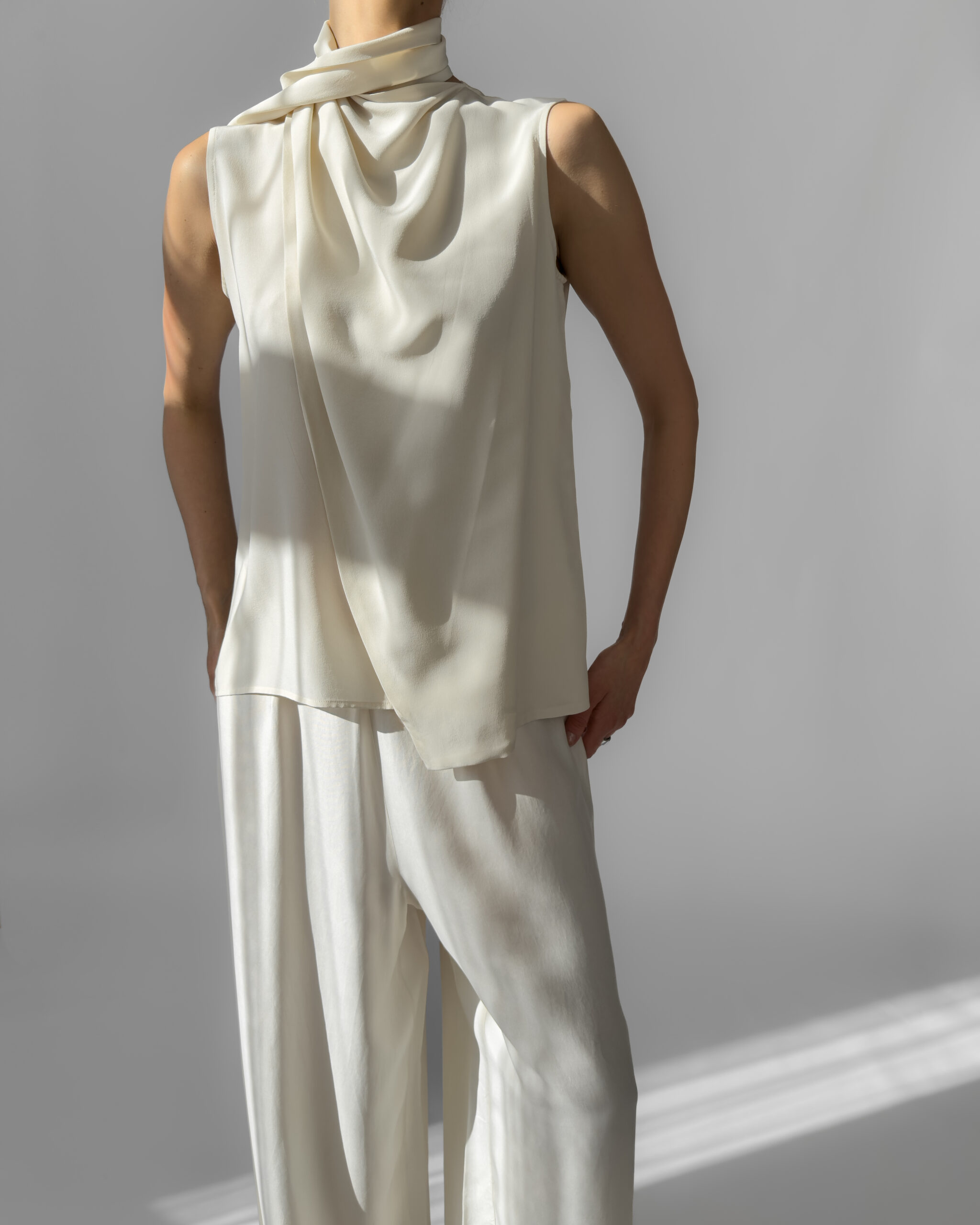 Silk Trousers | Cream White