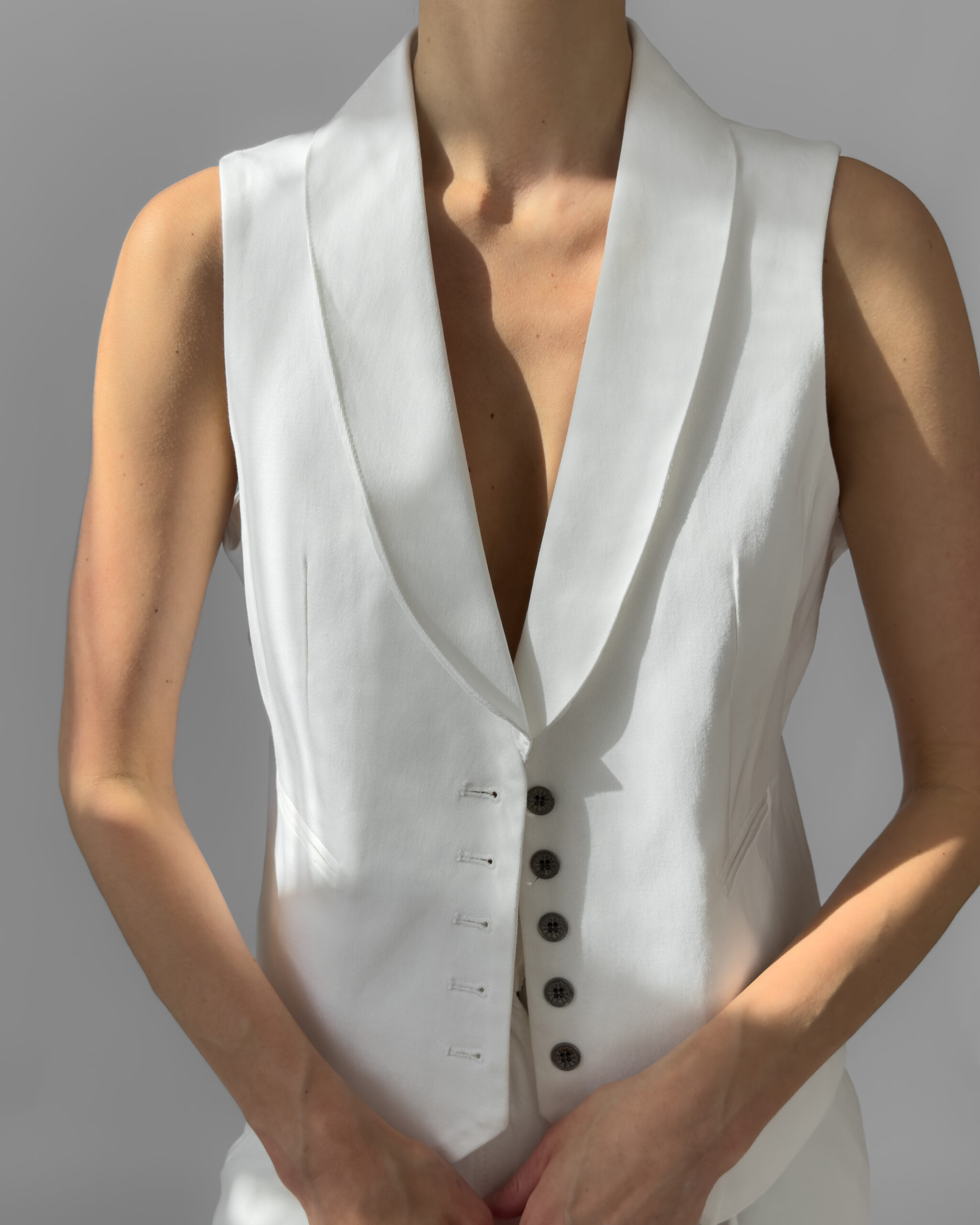 Cotton Suit Vest | White