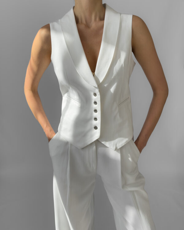 Cotton Suit Vest | White