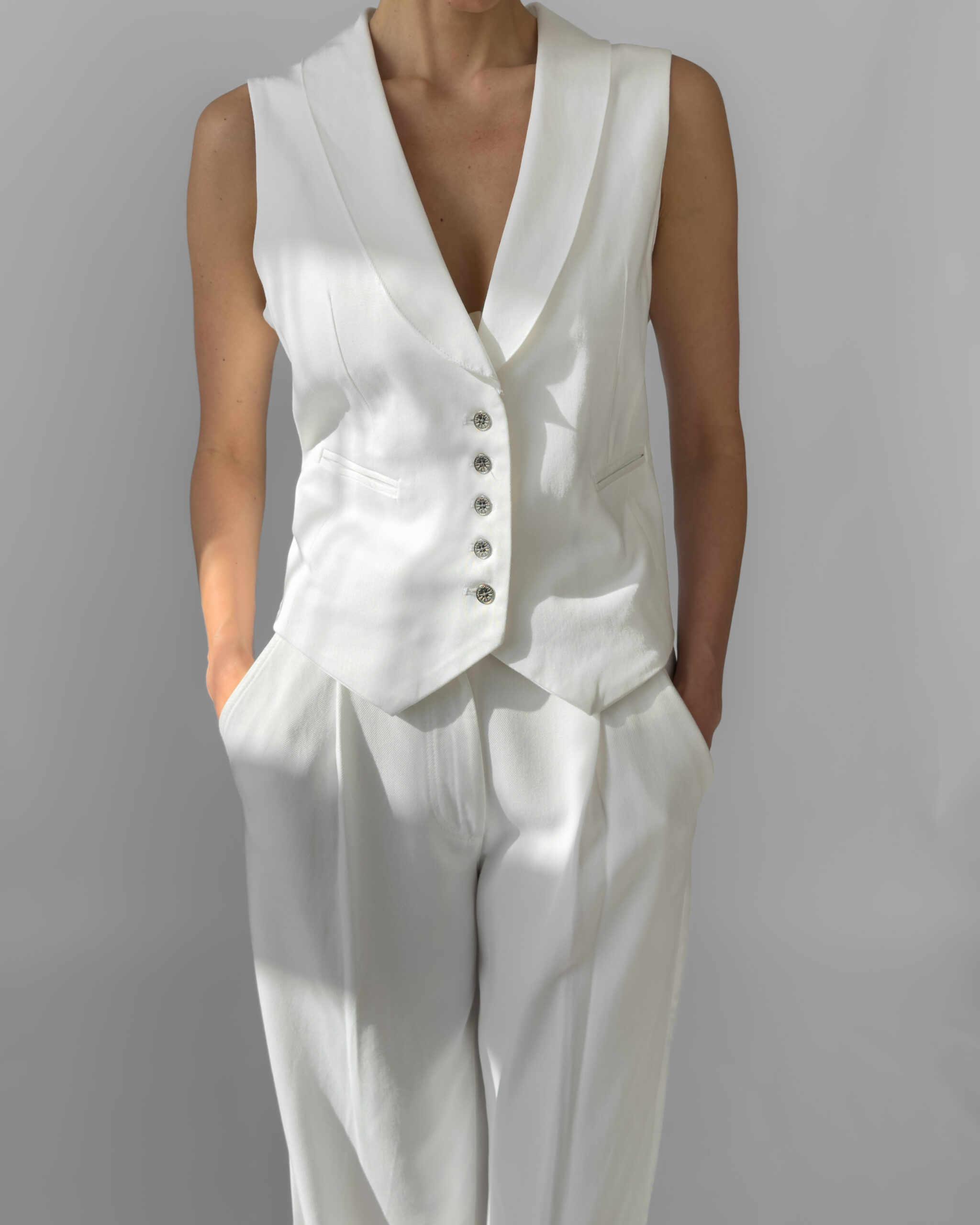Cotton Suit Vest | White