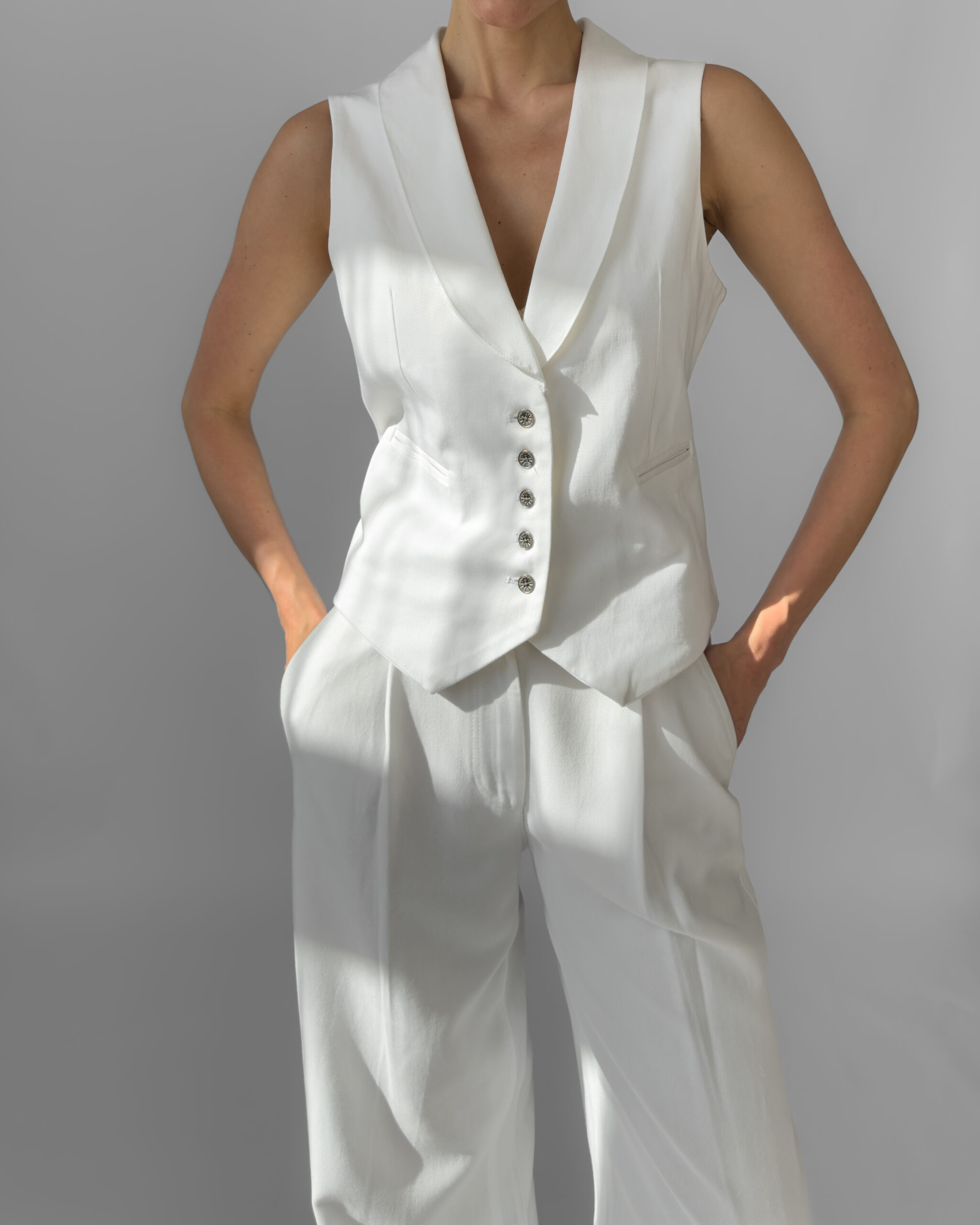 Cotton Suit Vest | White