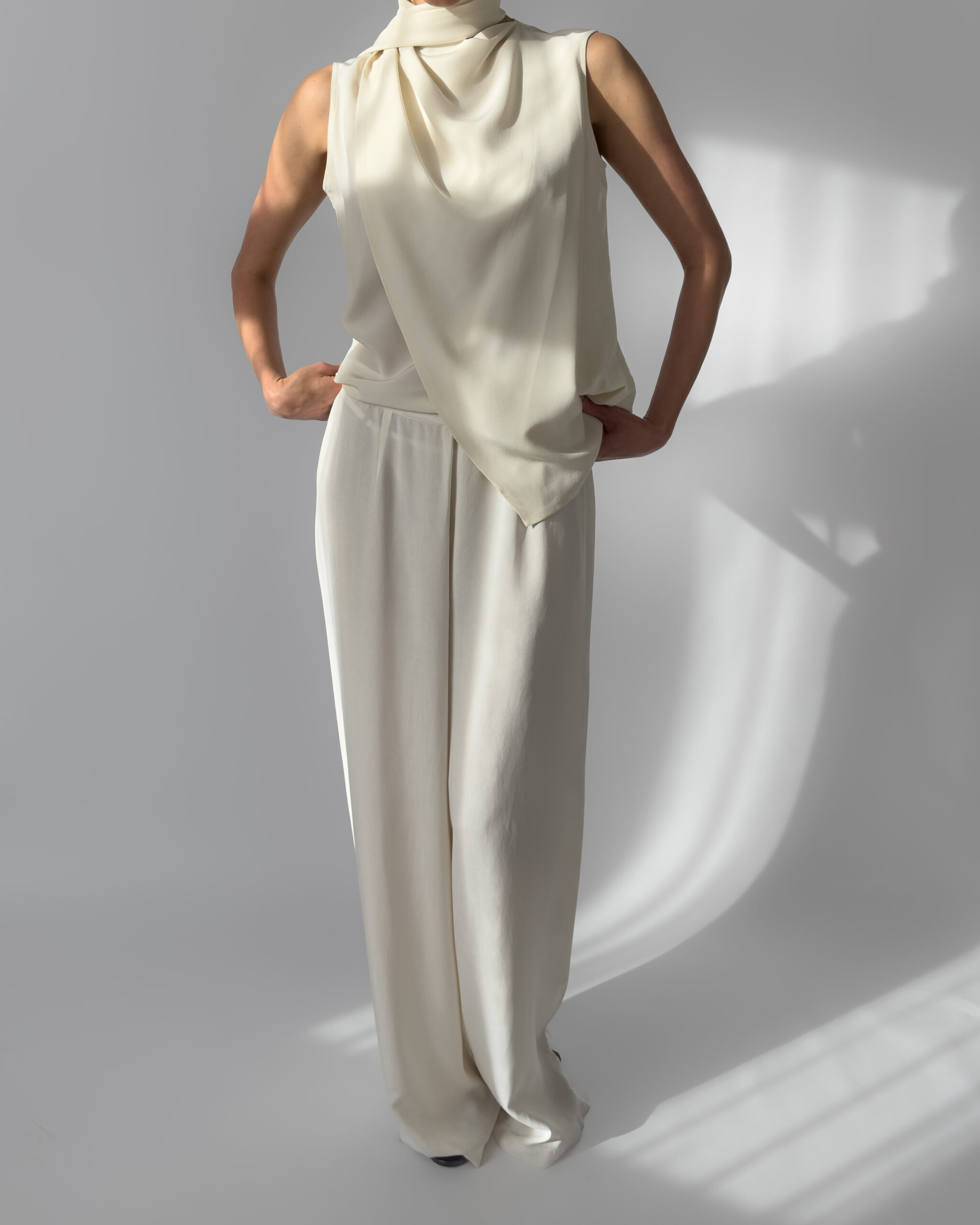 Silk Trousers | Cream White