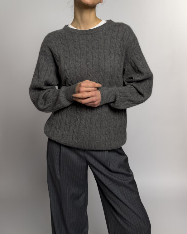 Pure Cashmere Cable Knit Sweater | Grey