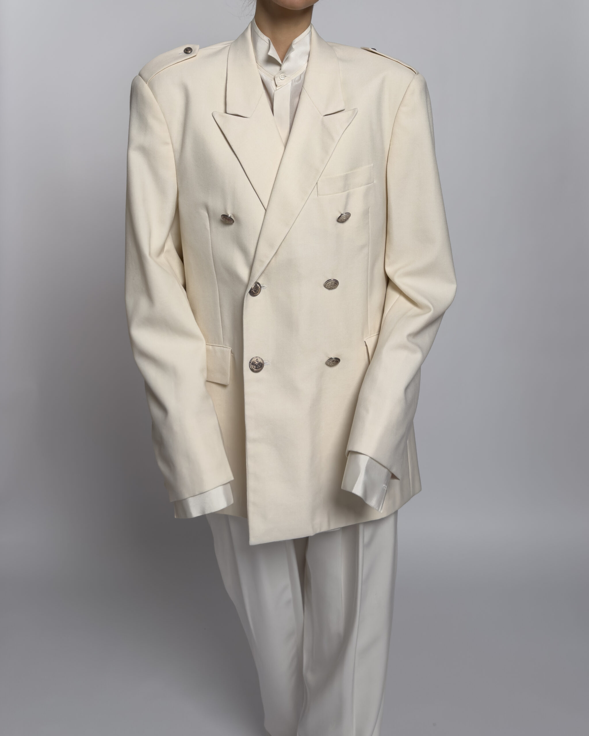 Double-Breasted Wool Blazer | Cream White