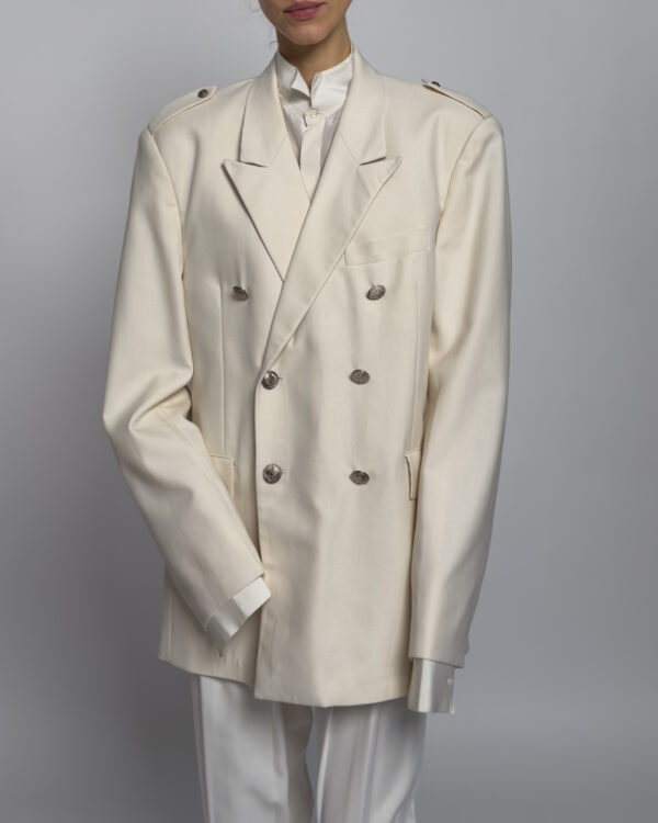 Double-Breasted Wool Blazer | Cream White