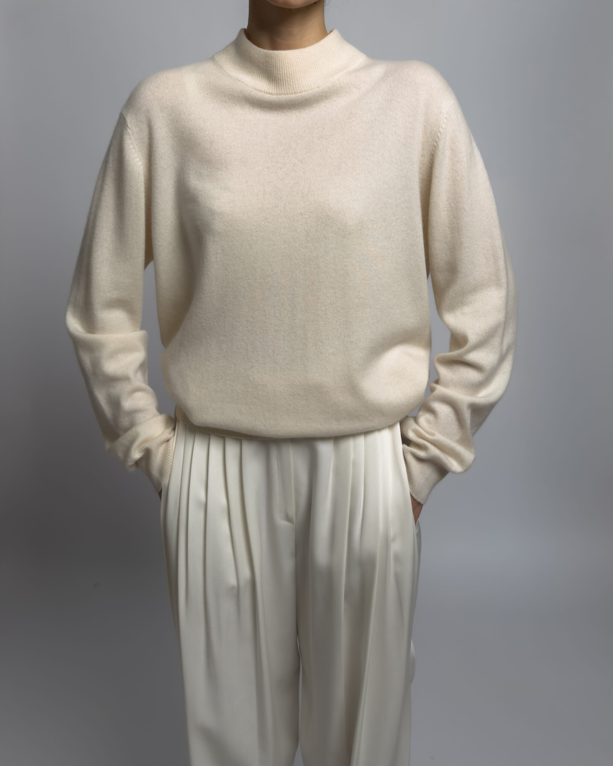 Pure Cashmere Knit Sweater | Cream