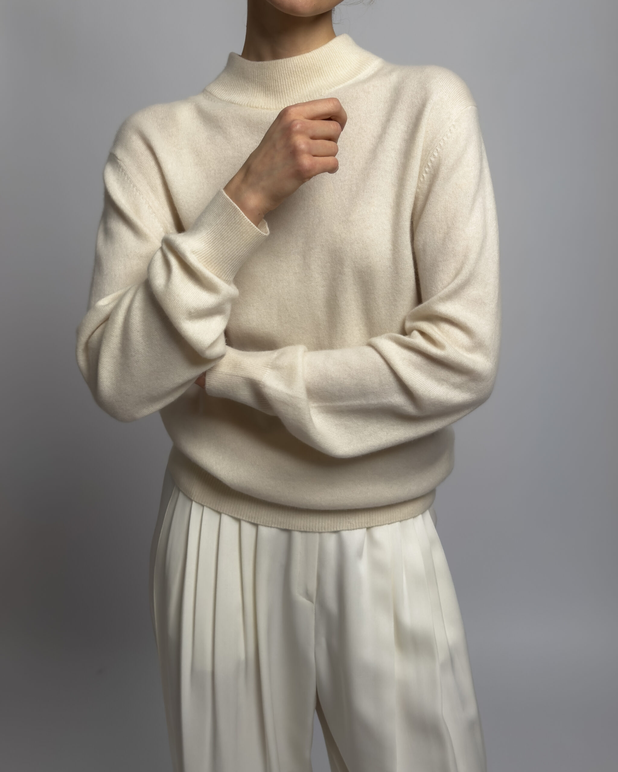 Pure Cashmere Knit Sweater | Cream
