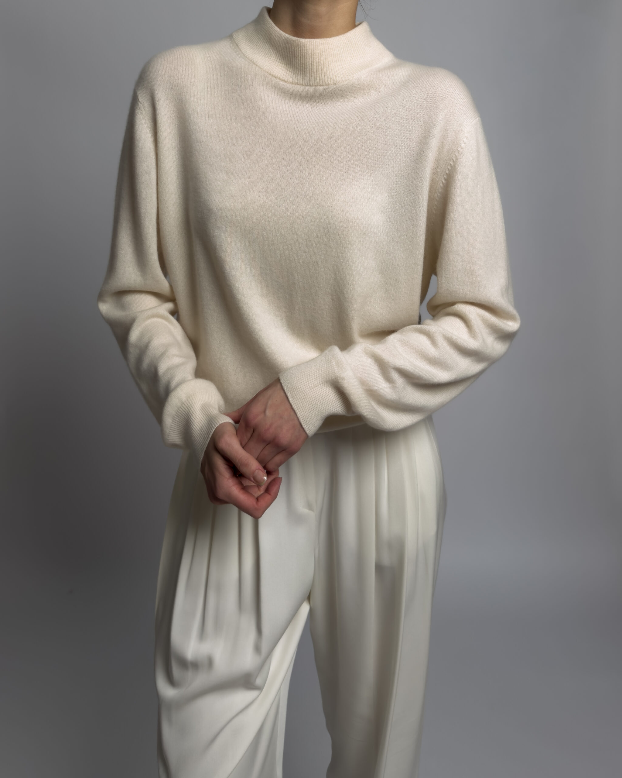Pure Cashmere Knit Sweater | Cream