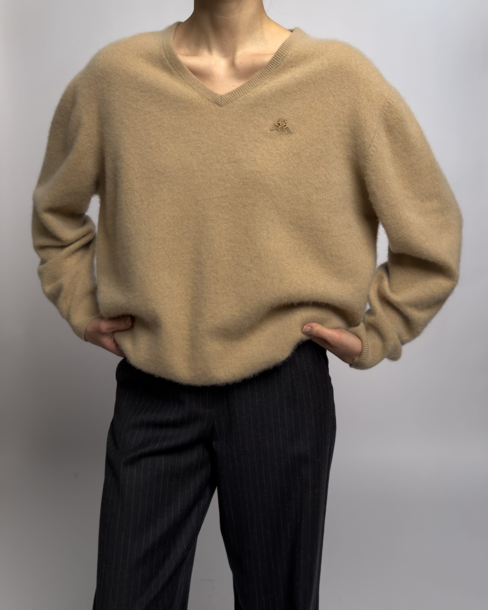 Kappa Pure Cashmere V-Neck Sweater | Beige