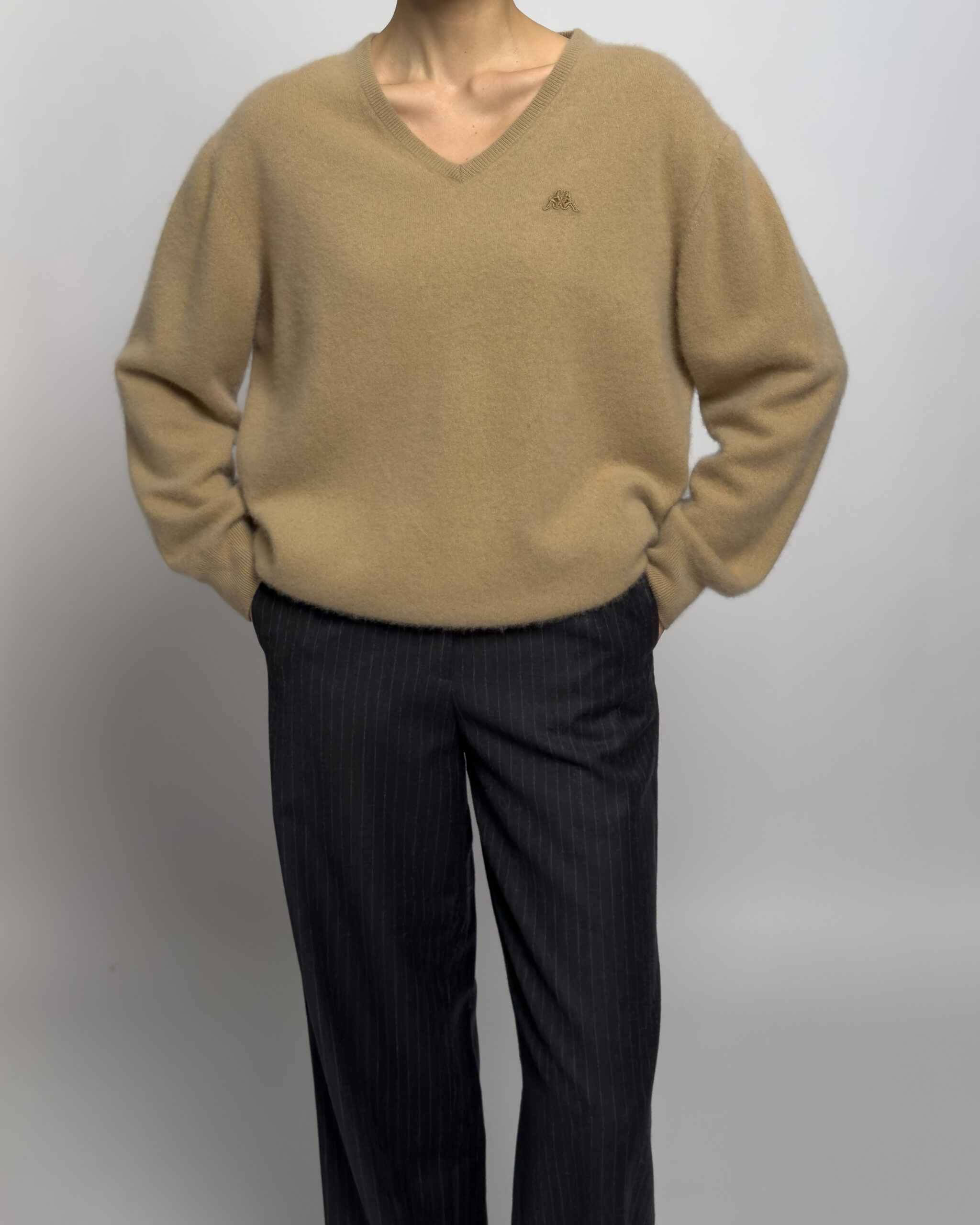 Kappa Pure Cashmere V-Neck Sweater | Beige