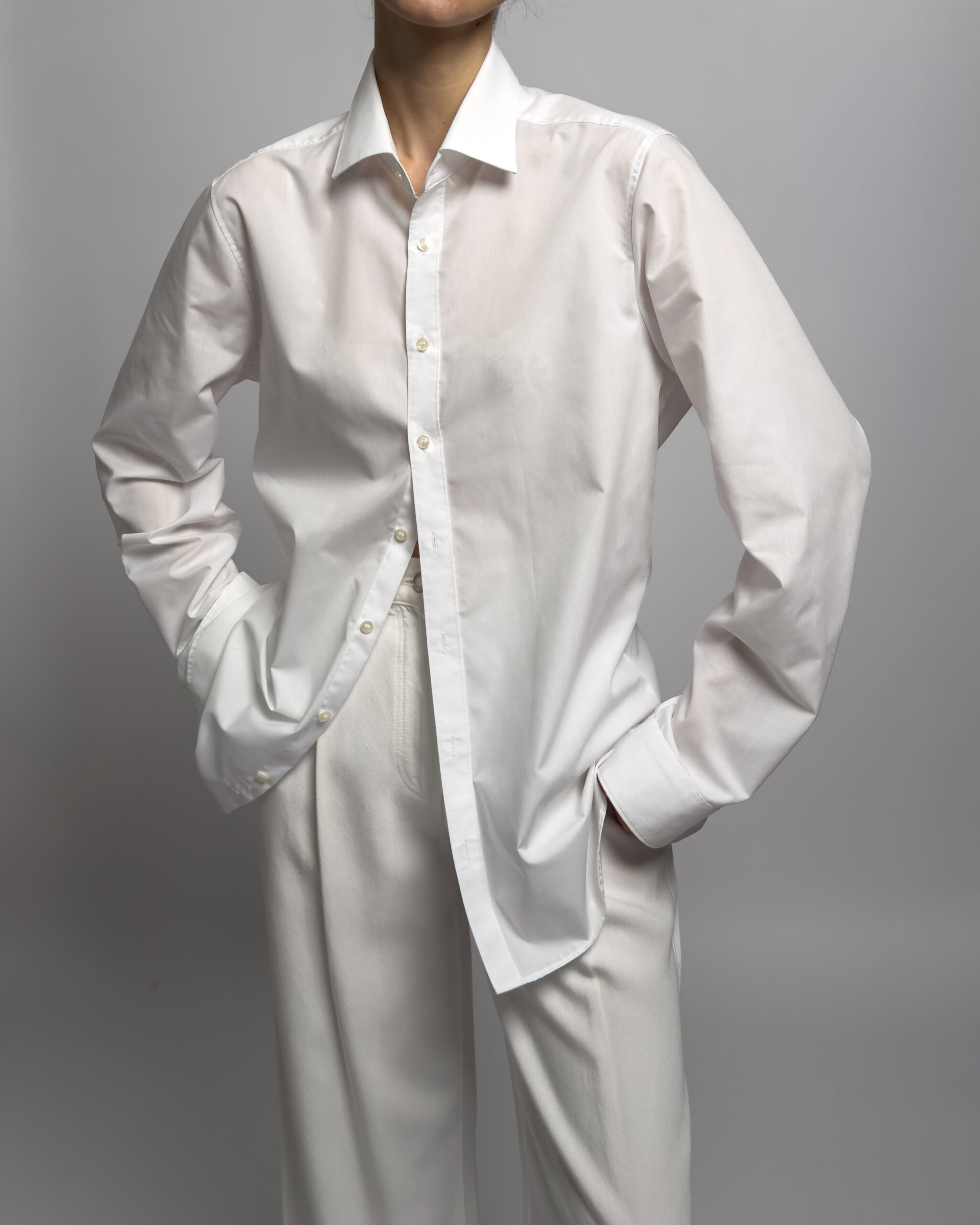 Cotton Button-Up Shirt | White