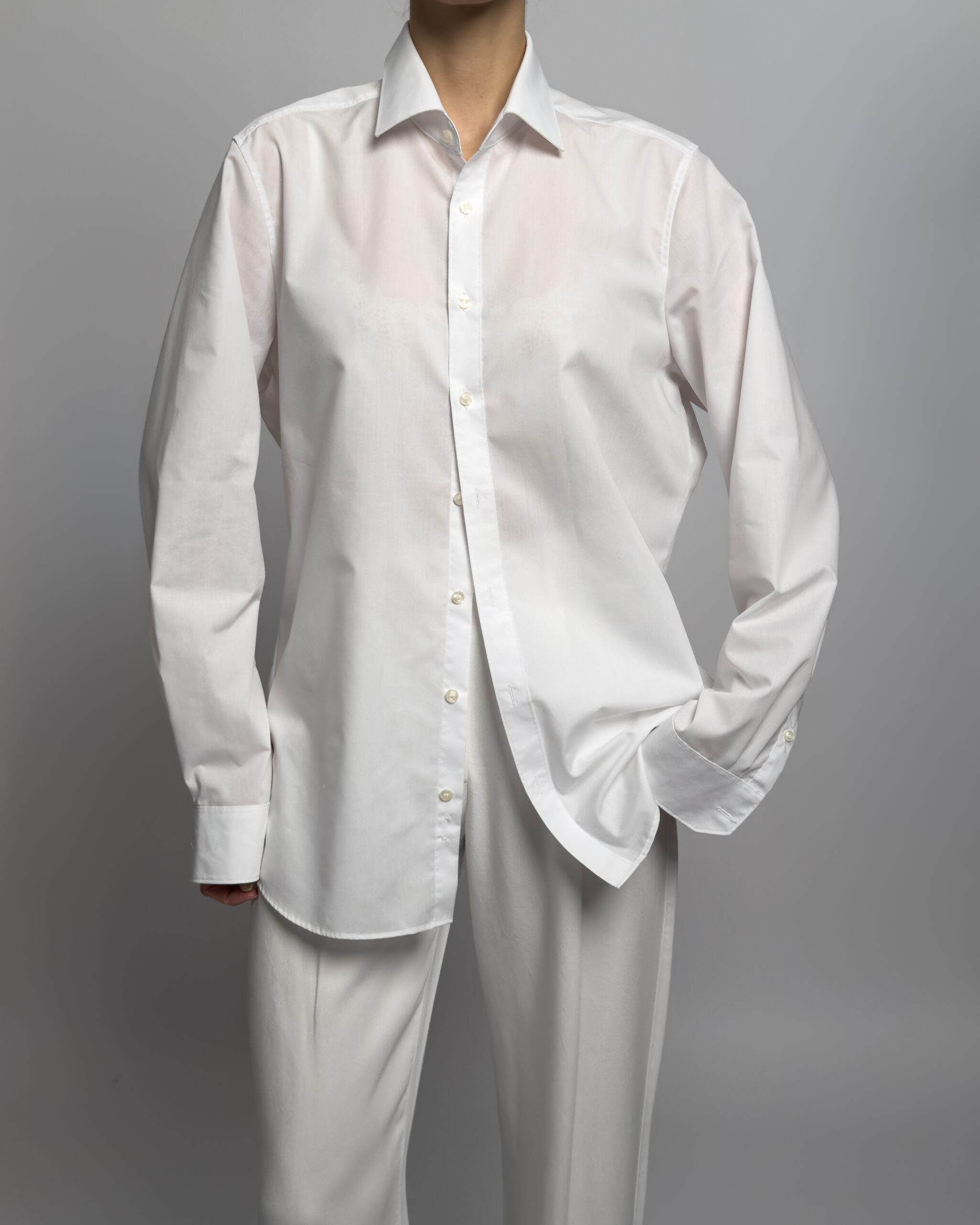 Cotton Button-Up Shirt | White