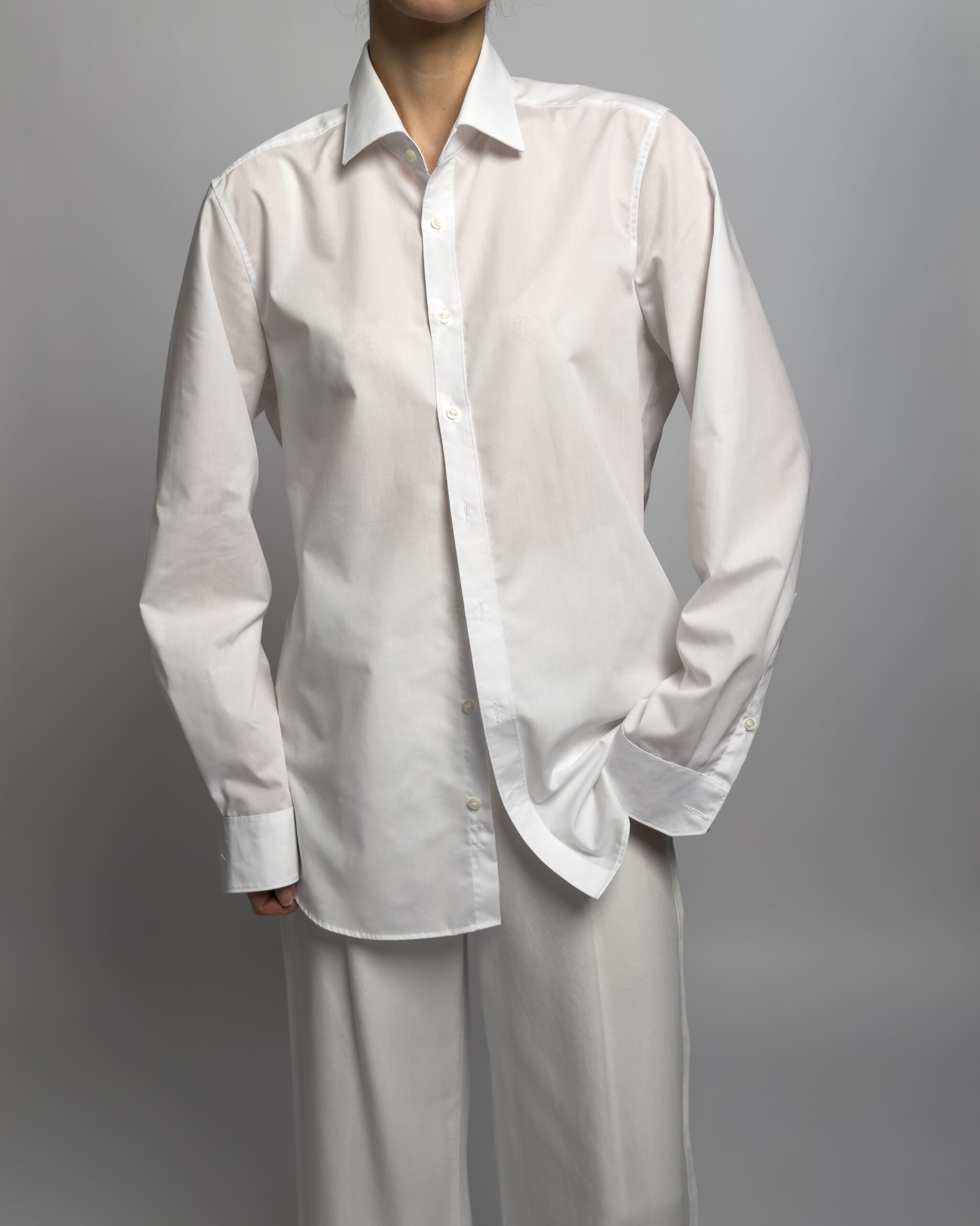 Cotton Button-Up Shirt | White