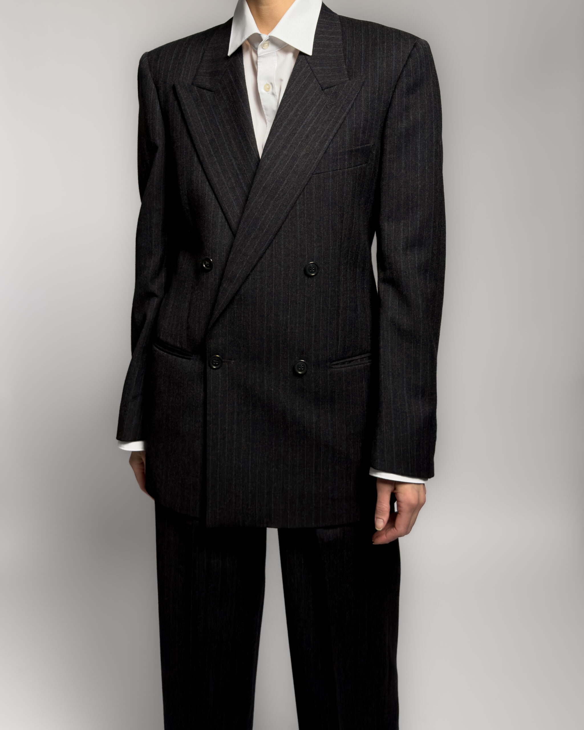 Giorgio Armani Pinstripe Wool Suit | Charcoal