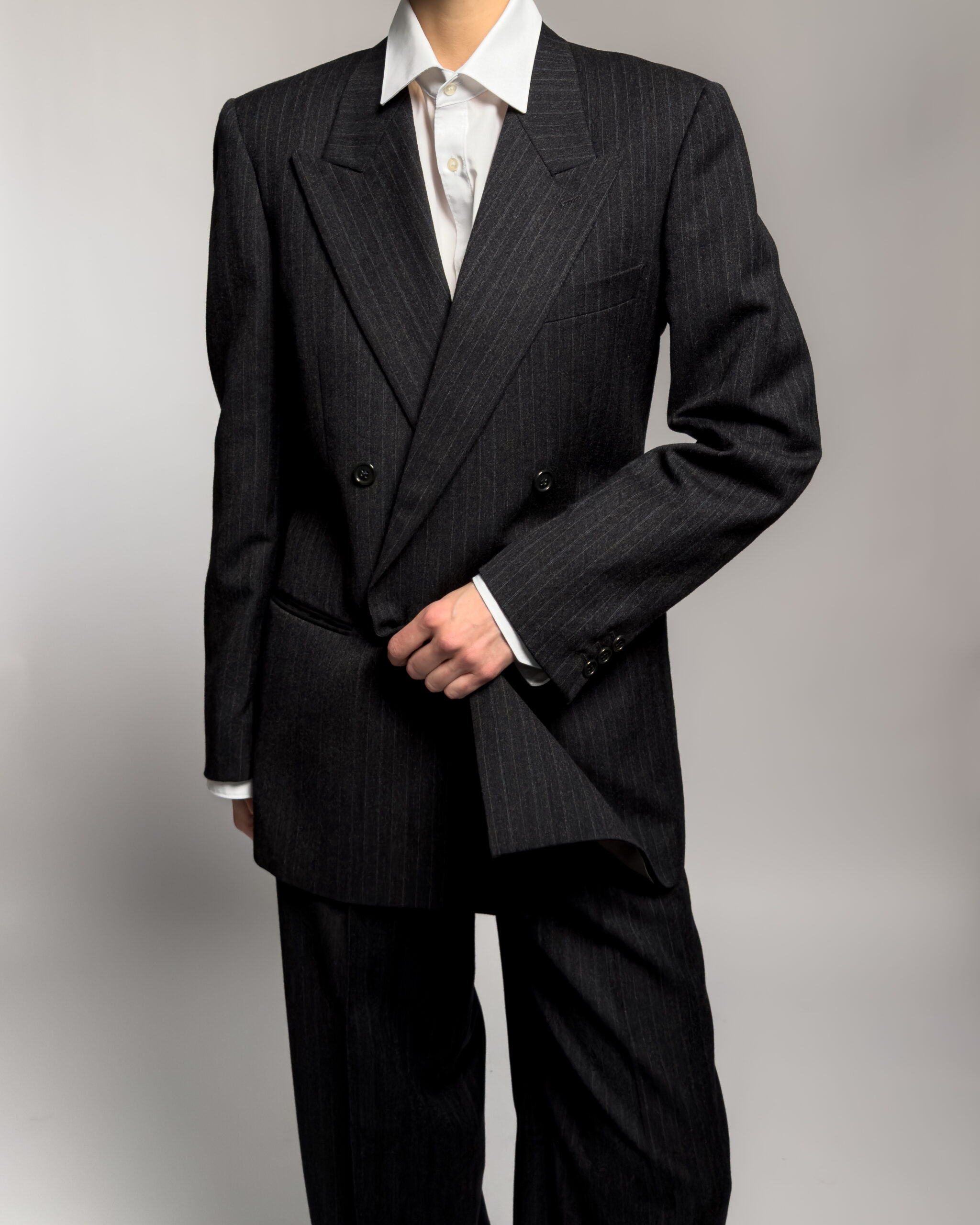 Giorgio Armani Pinstripe Wool Suit | Charcoal