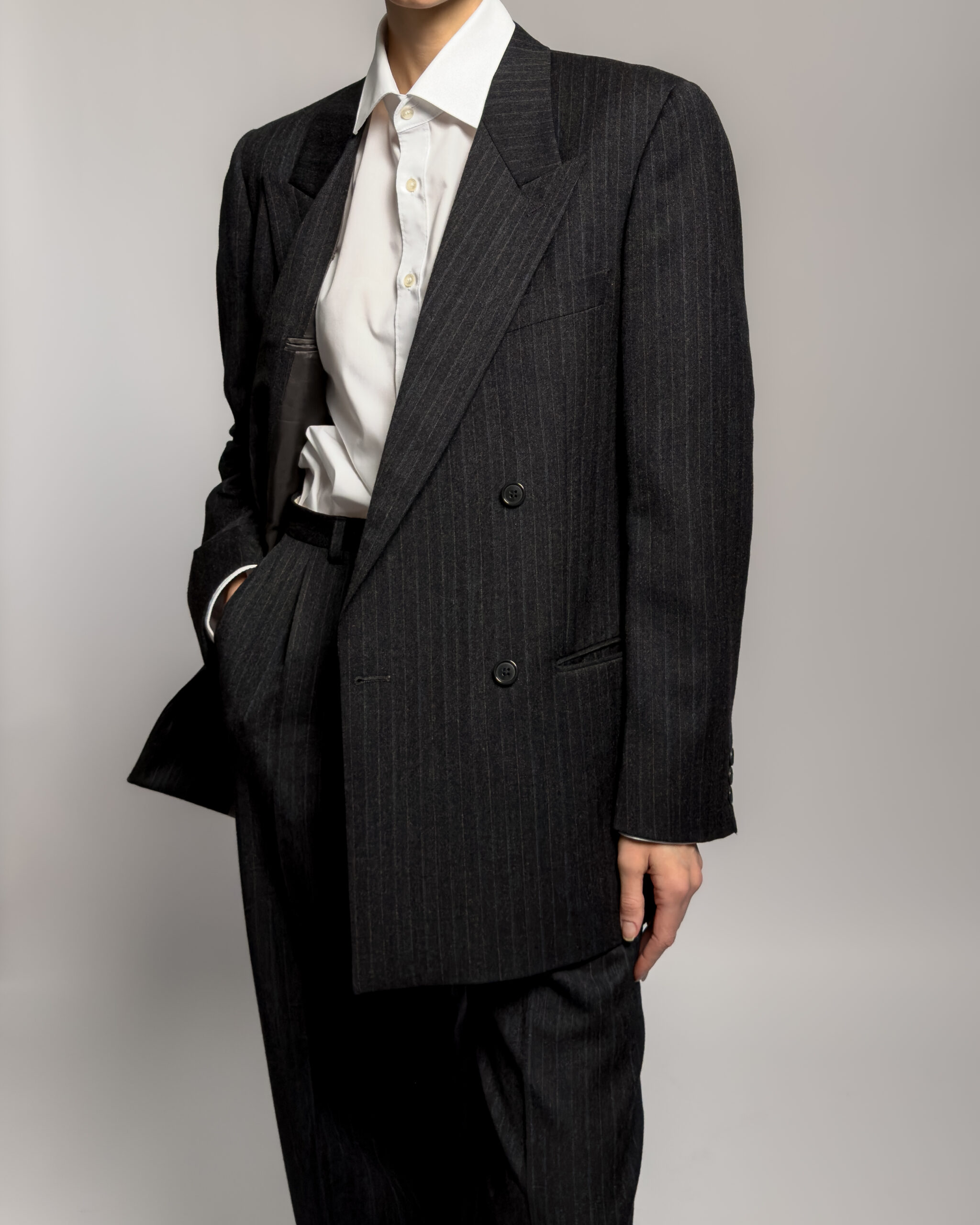 Giorgio Armani Pinstripe Wool Suit | Charcoal