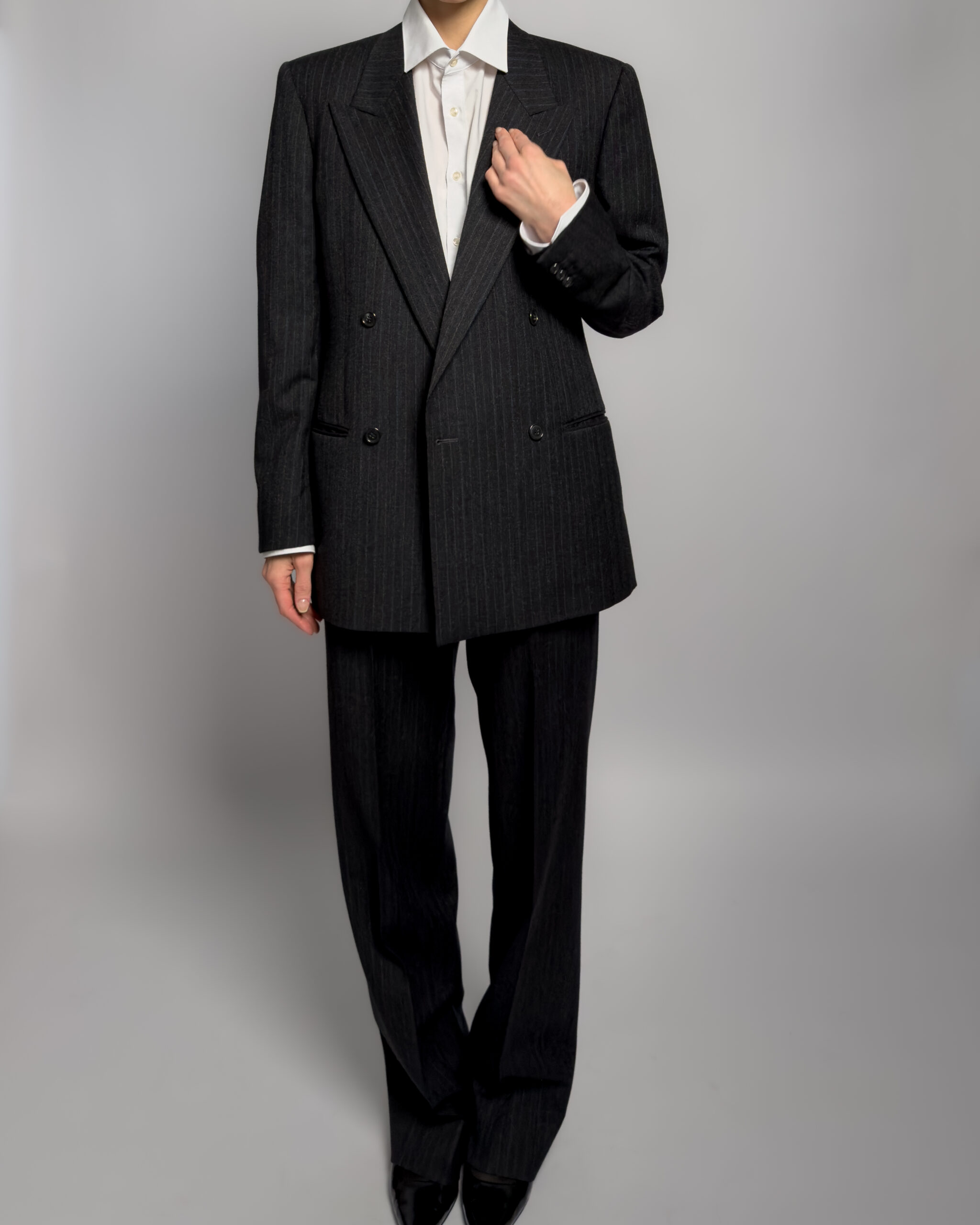 Giorgio Armani Pinstripe Wool Suit | Charcoal