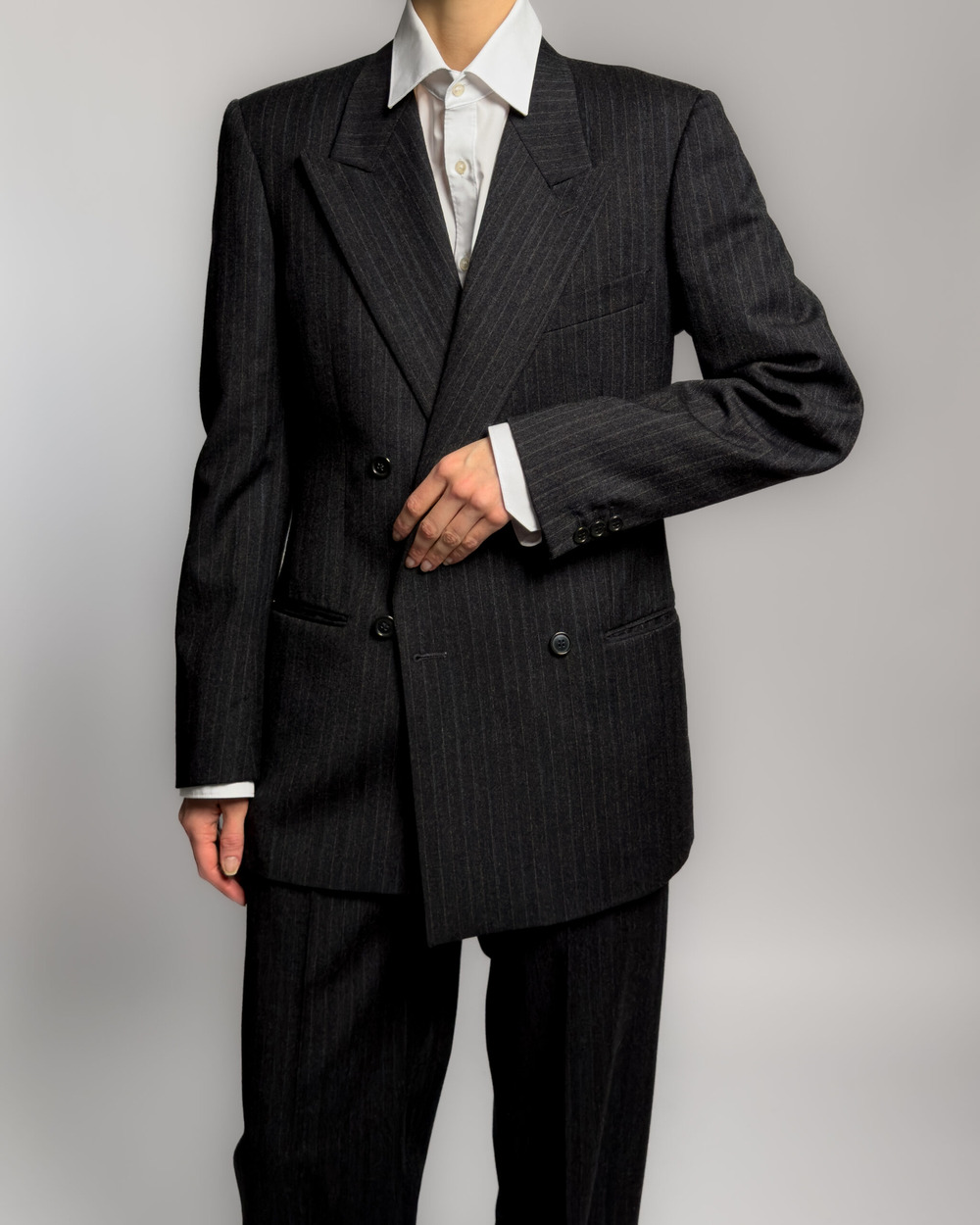 Giorgio Armani Pinstripe Wool Suit | Charcoal