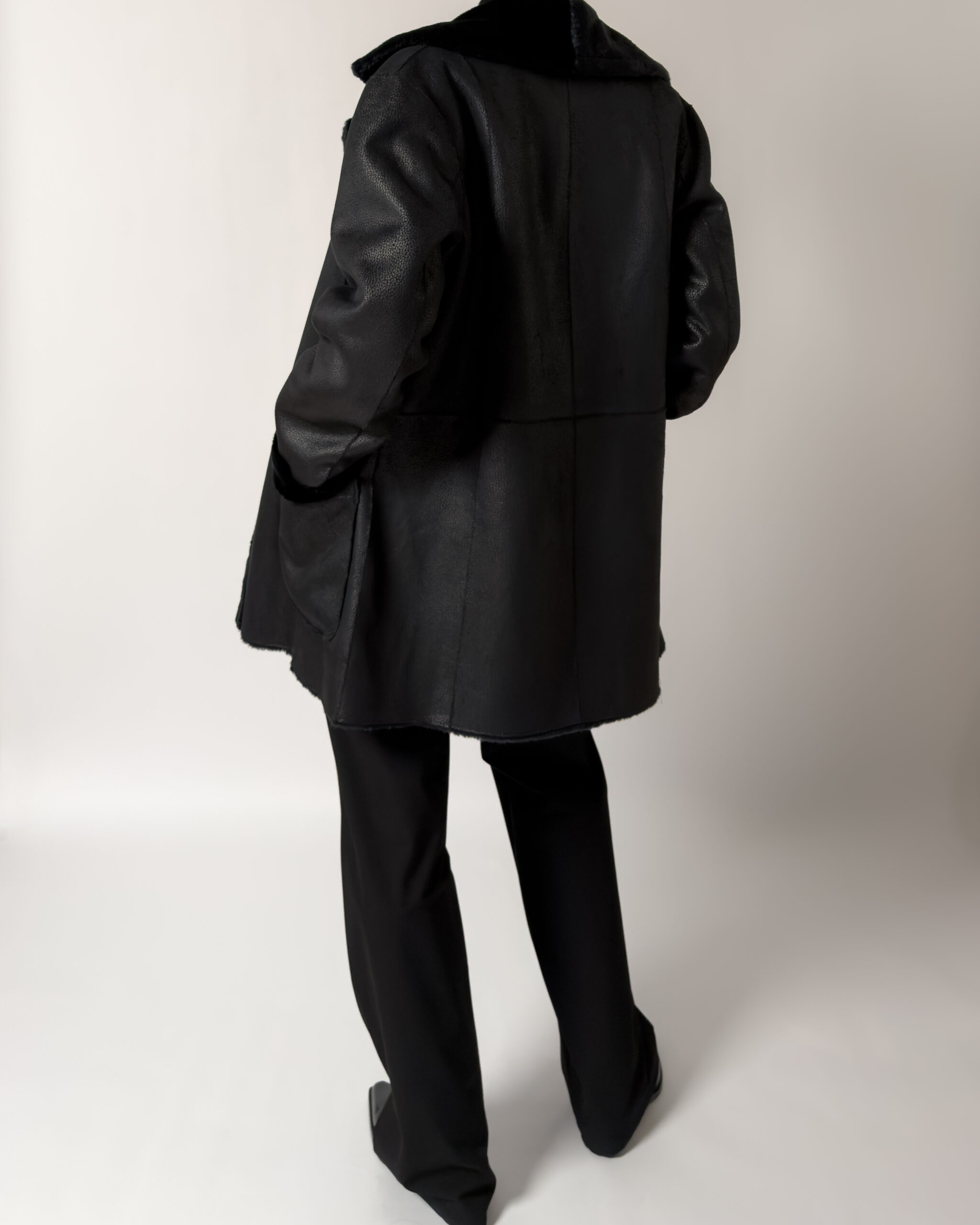 Faux Shearling Coat | Black