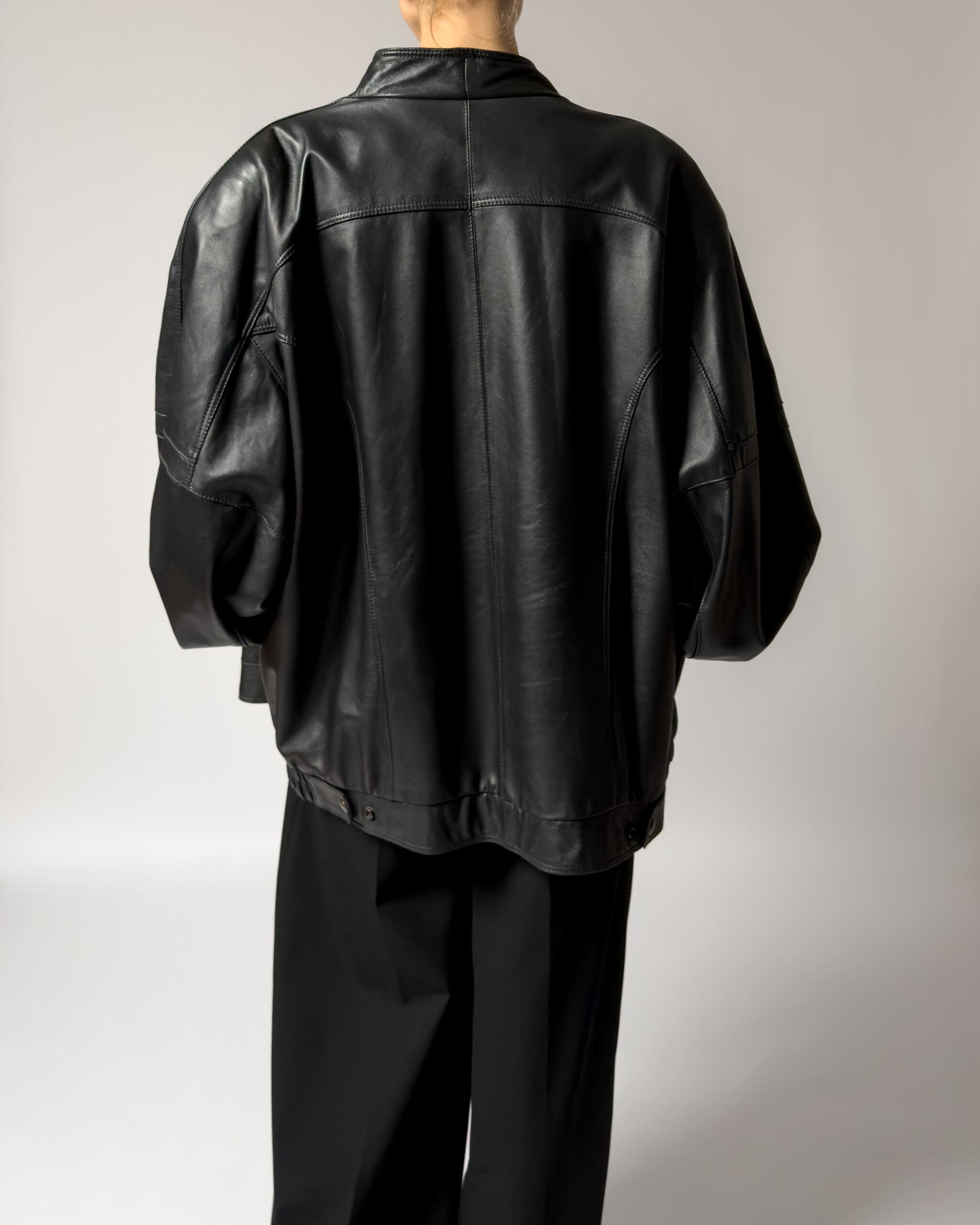 Leather Bomber Jacket | Black