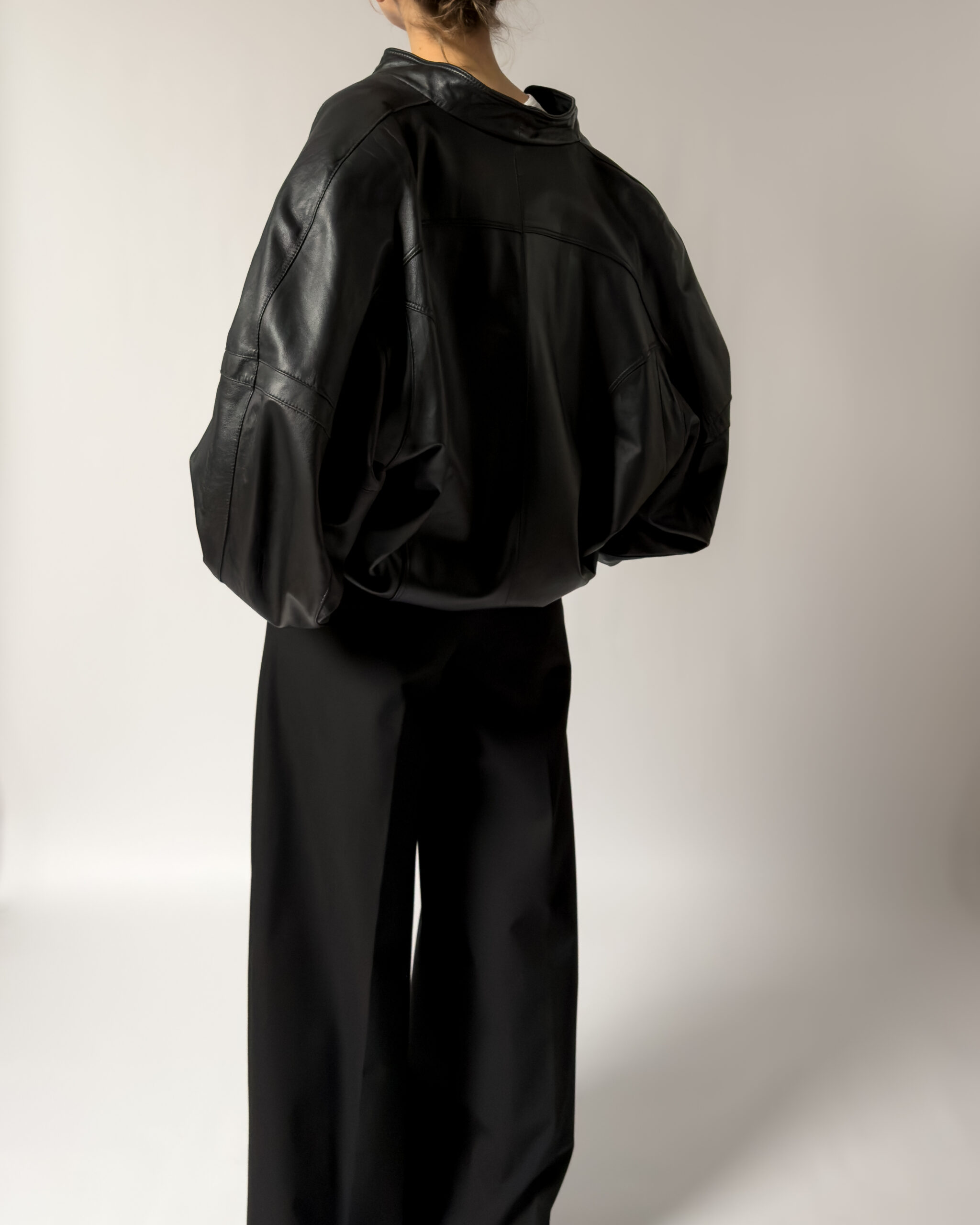 Leather Bomber Jacket | Black