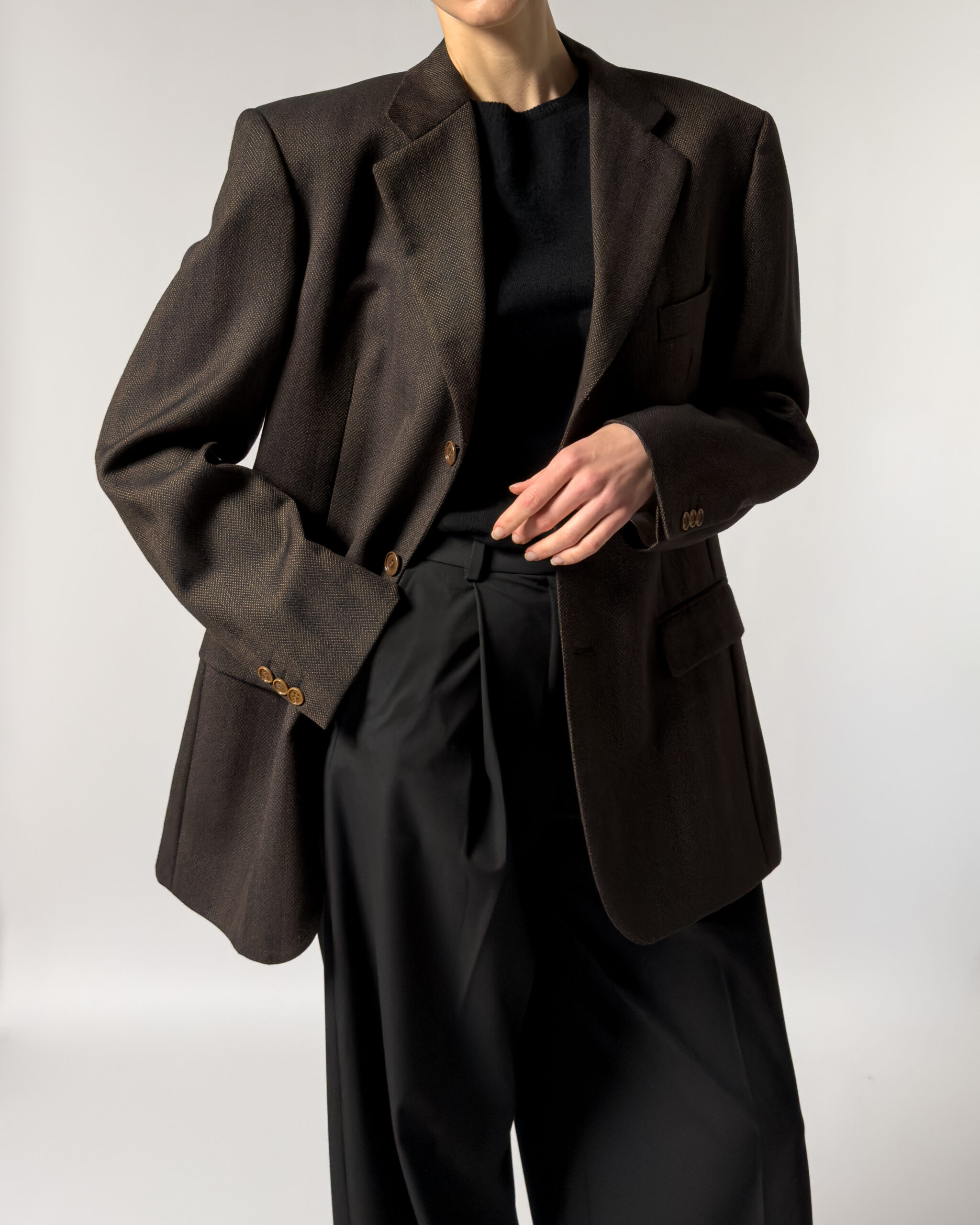 Yves Saint Laurent Wool Blazer | Dark Brown