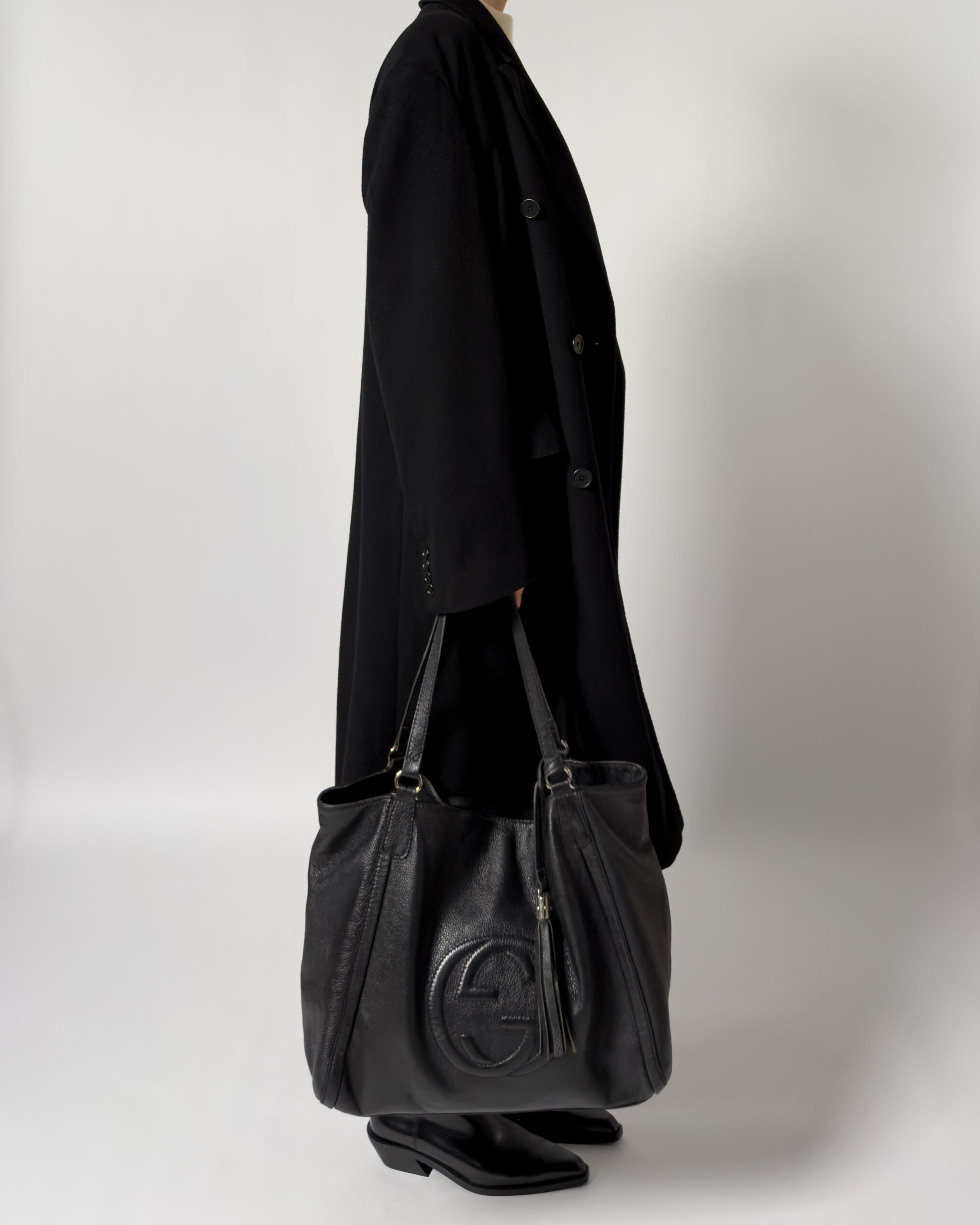 Cashmere & Wool Double Breasted Coat | Black